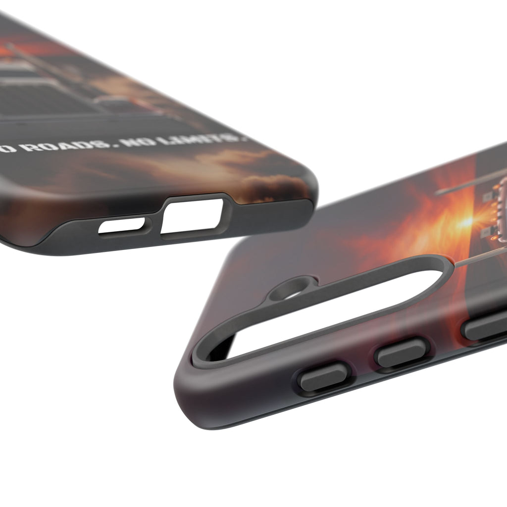 Truck Phone Case — "No Roads. No Limits." Sunset Semi Truck Protective Case