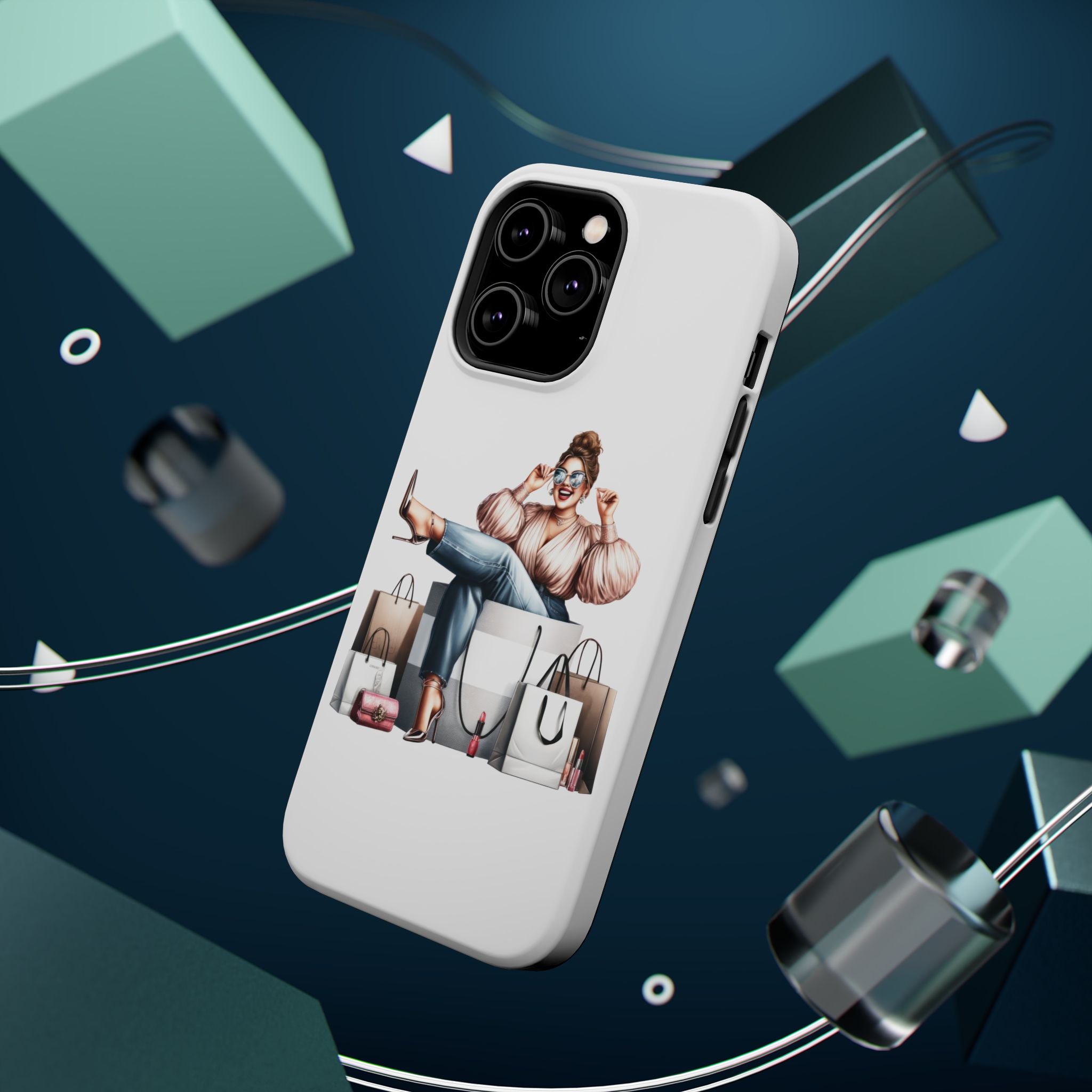 Magnetic Impact-Resistant Case — Luxury Shopper Goddess on Clouds Phone Cover