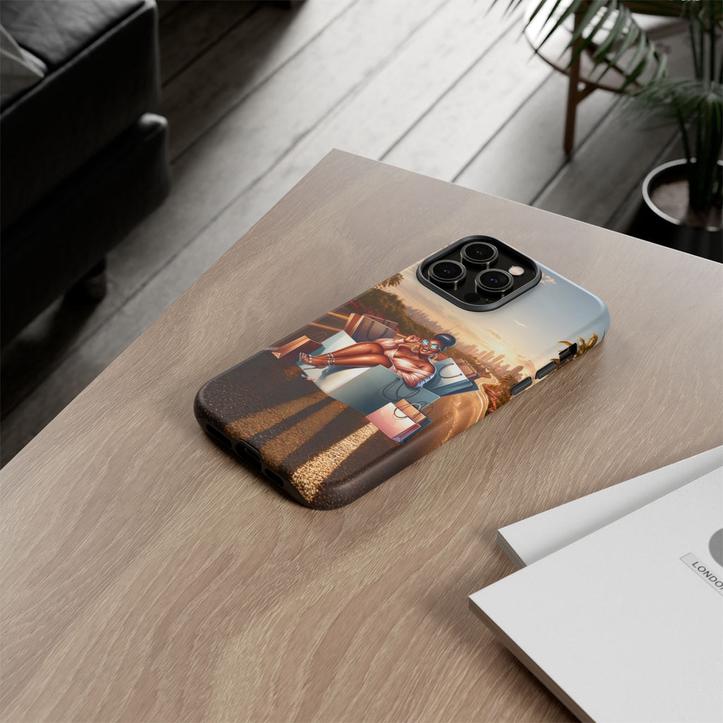 Phone Case — Chic Shopper Illustration on Cloud Background