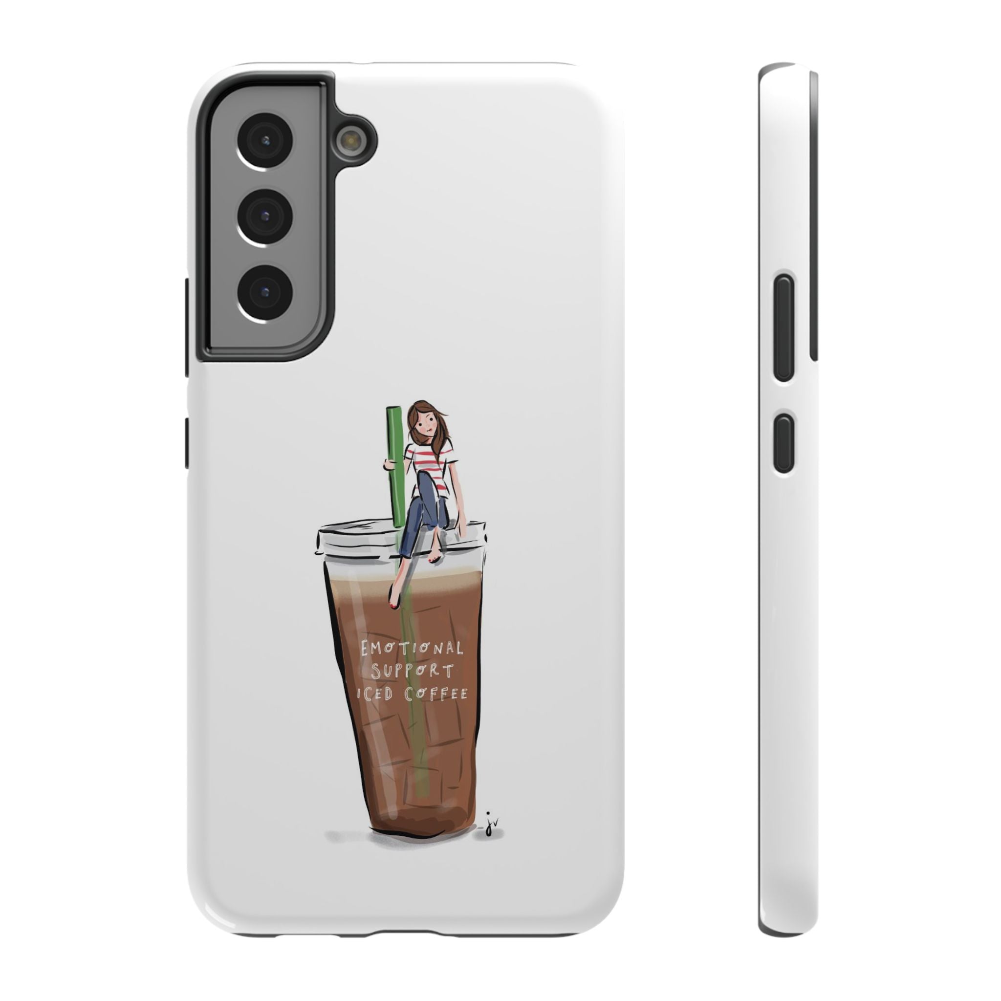 Iced Coffee & Me Phone Case — Cute Illustration 'Emotional Support Iced Coffee' Impact-Resistant Case