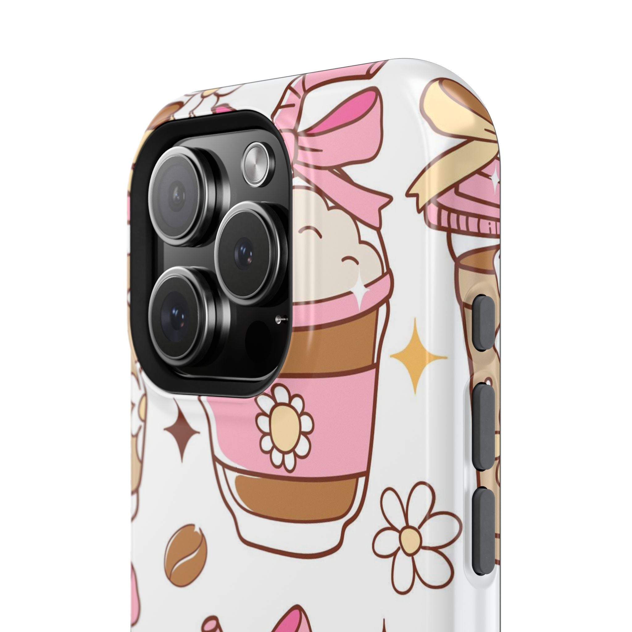 Cute Pink Coffee & Latte Pattern Impact Phone Case