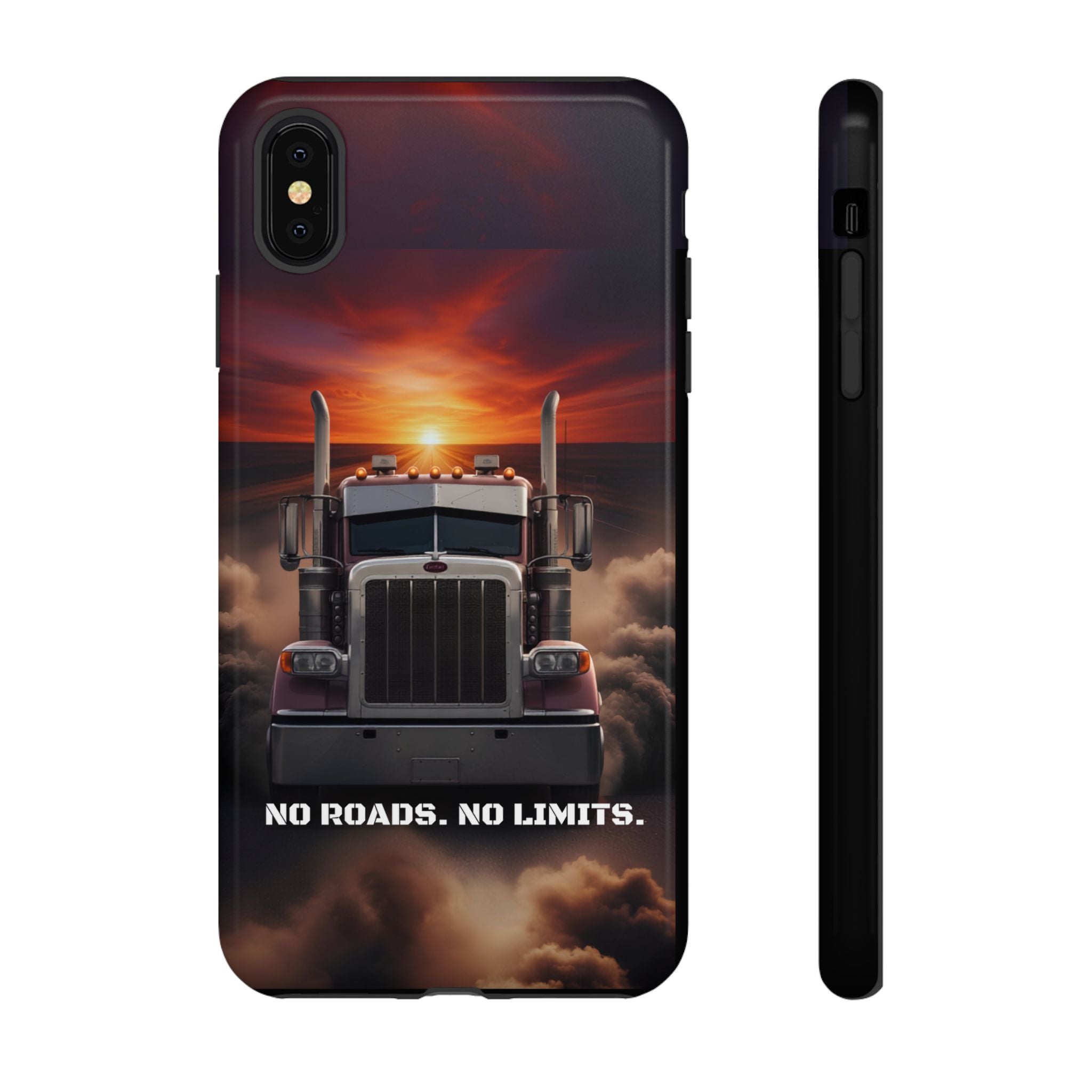 Truck Phone Case — "No Roads. No Limits." Sunset Semi Truck Protective Case
