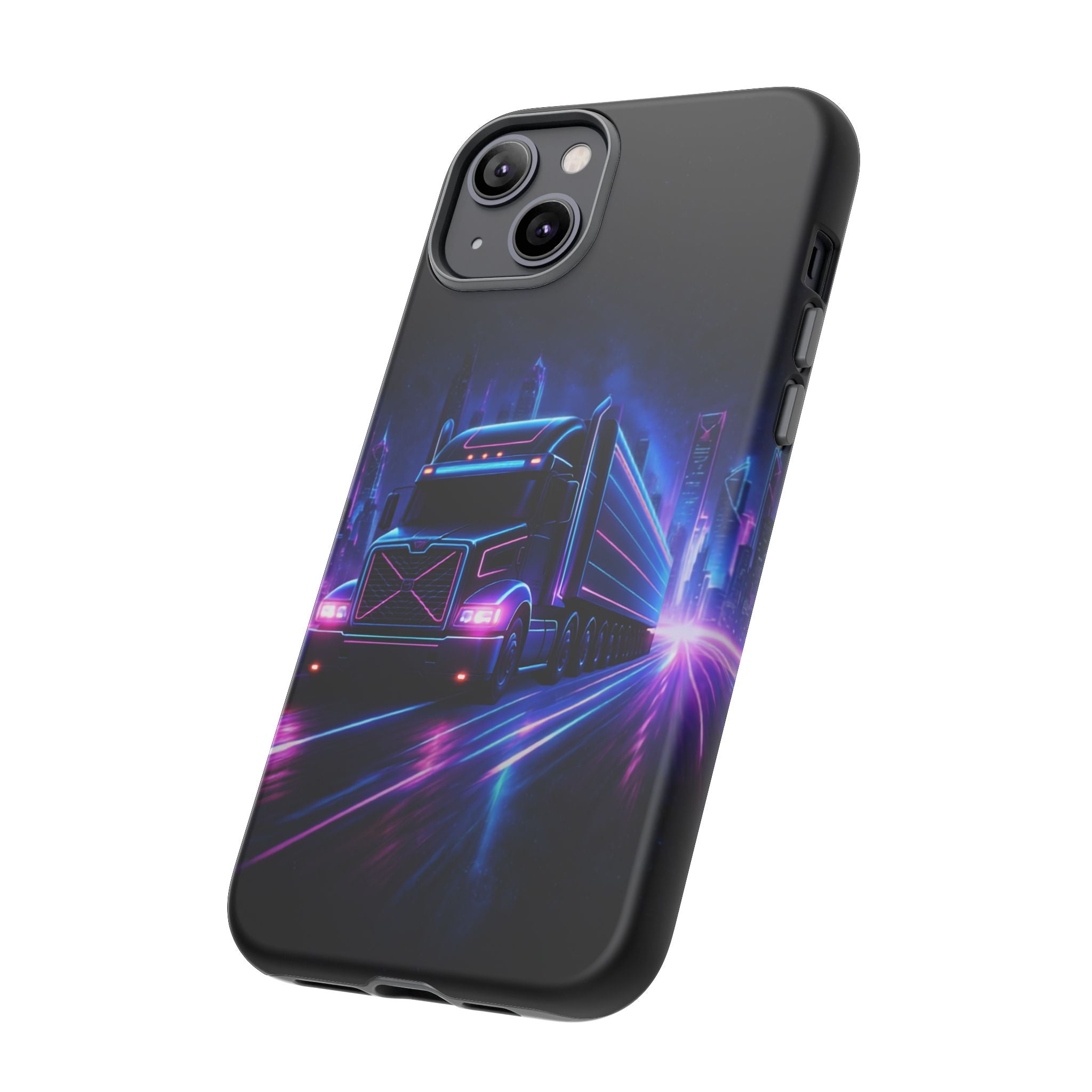 Neon Retro Rig Phone Case — Trucker Semi Truck Nightscape Protective Case