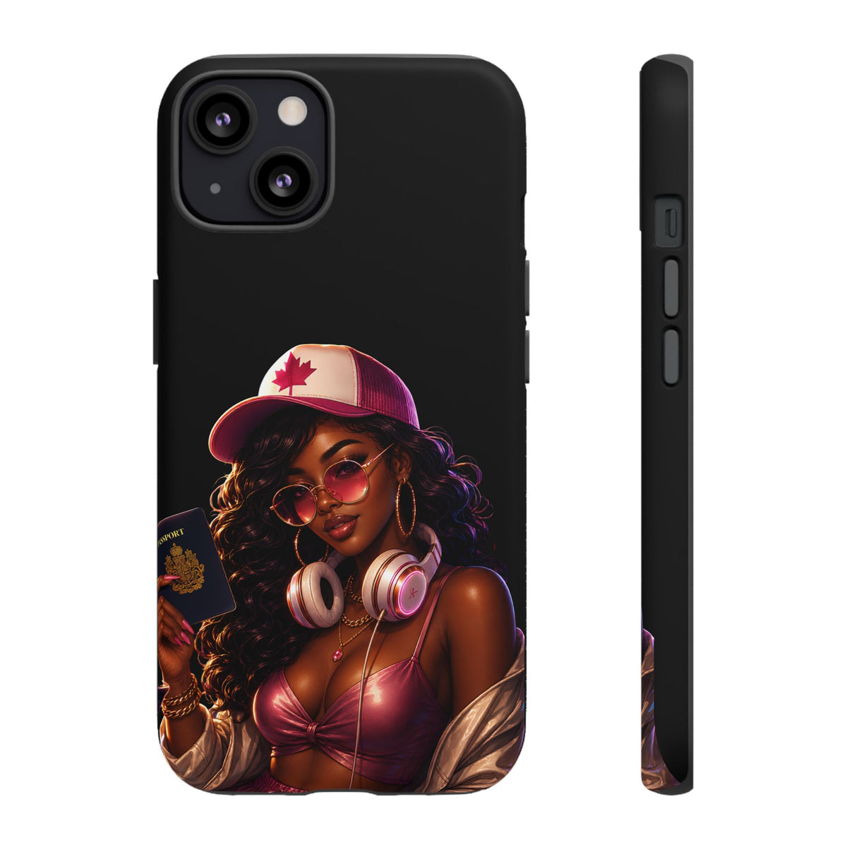 Phone Case - Cool Urban Woman with Headphones & Maple Hat