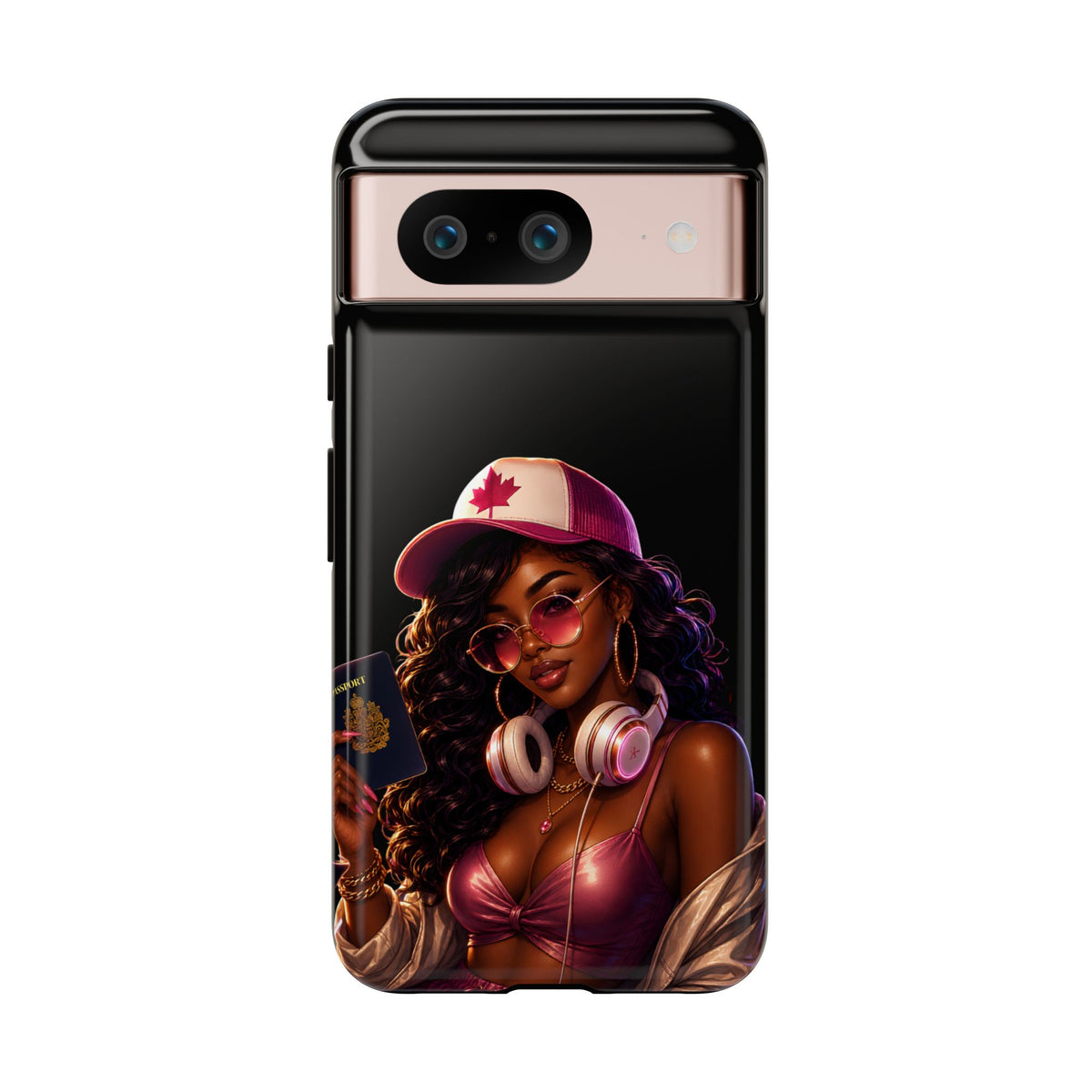 Phone Case - Cool Urban Woman with Headphones & Maple Hat