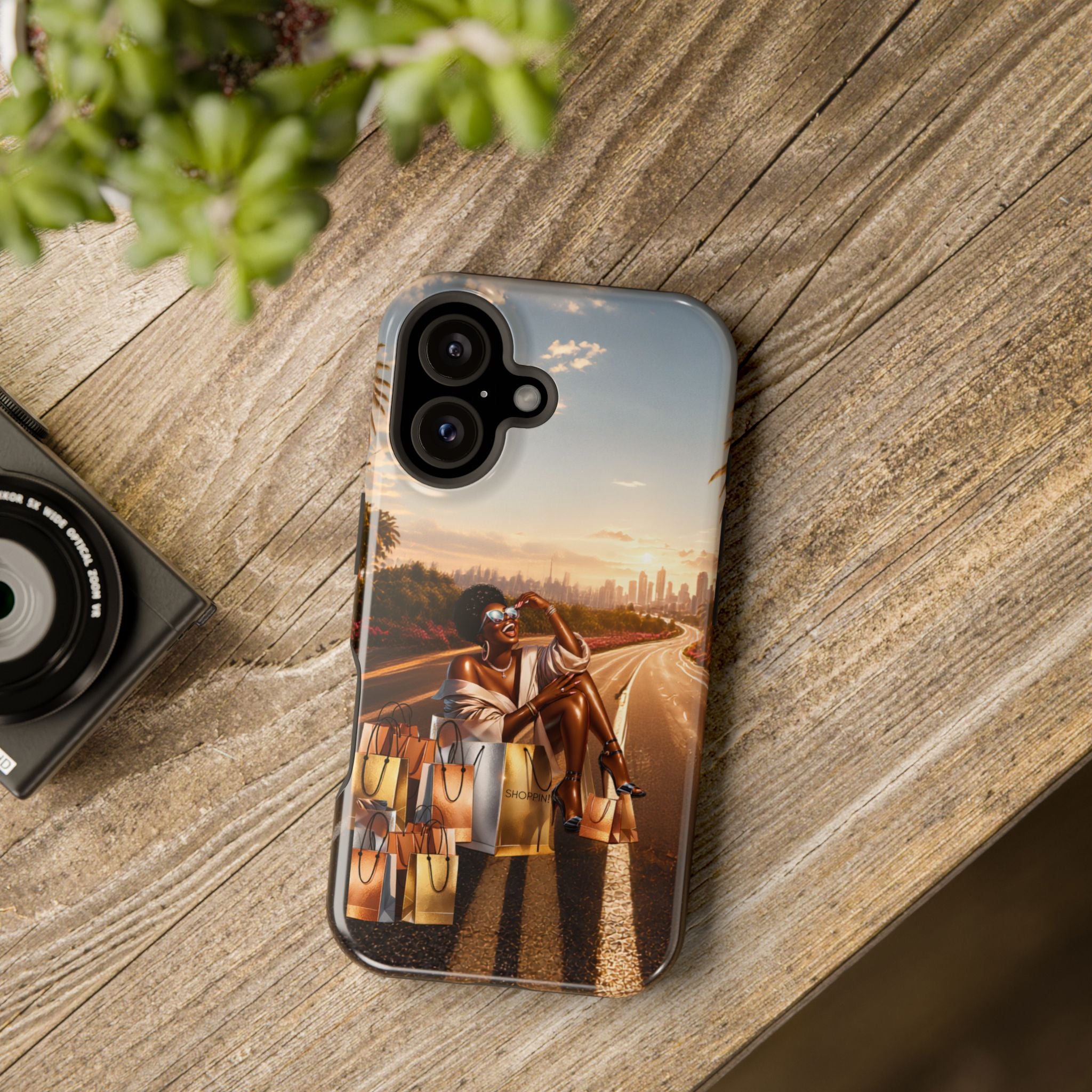 Phone Case - 'Retail Therapy' Magnetic Impact-Resistant Case, Sunset Shopping Design