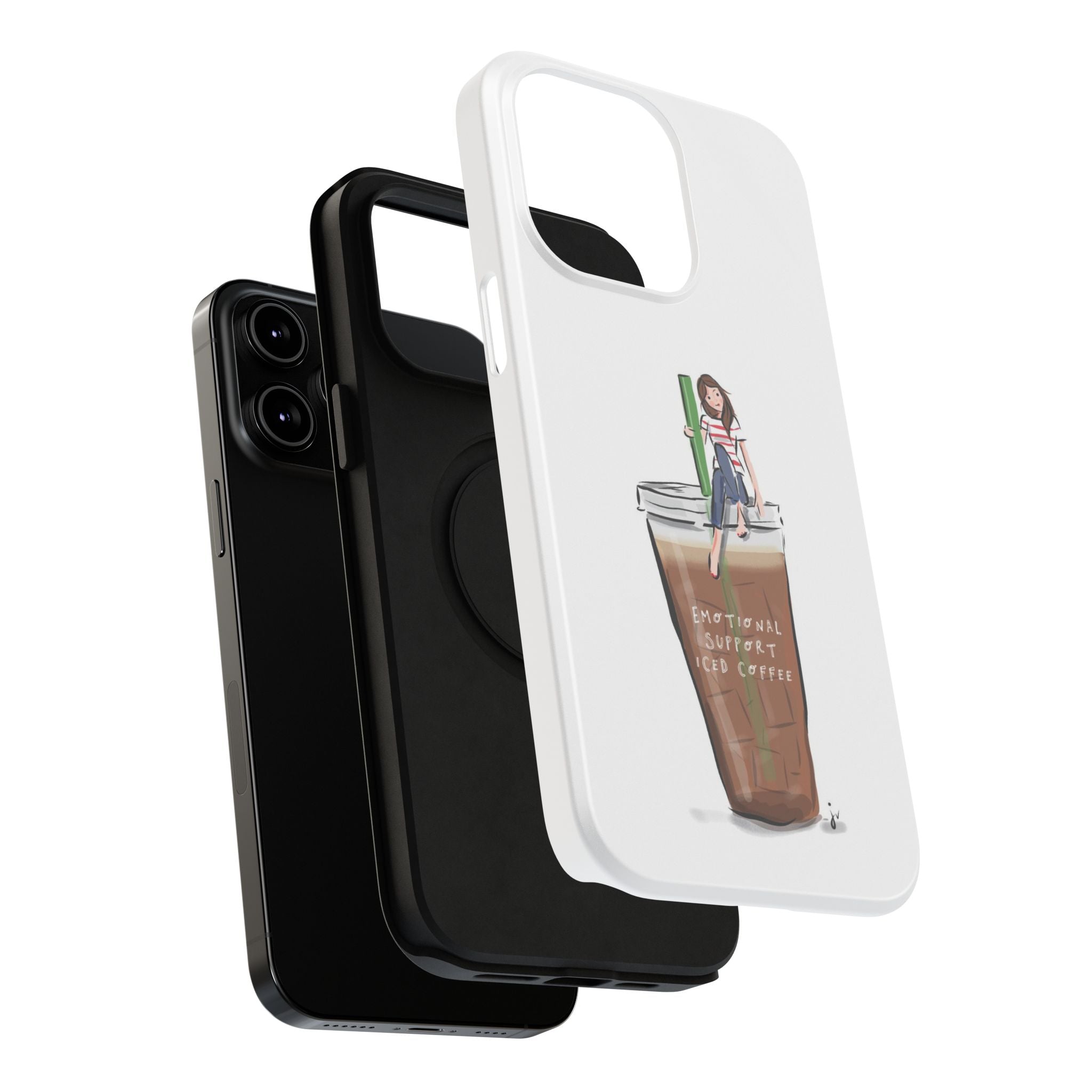 Iced Coffee & Me Phone Case — Cute Illustration 'Emotional Support Iced Coffee' Impact-Resistant Case