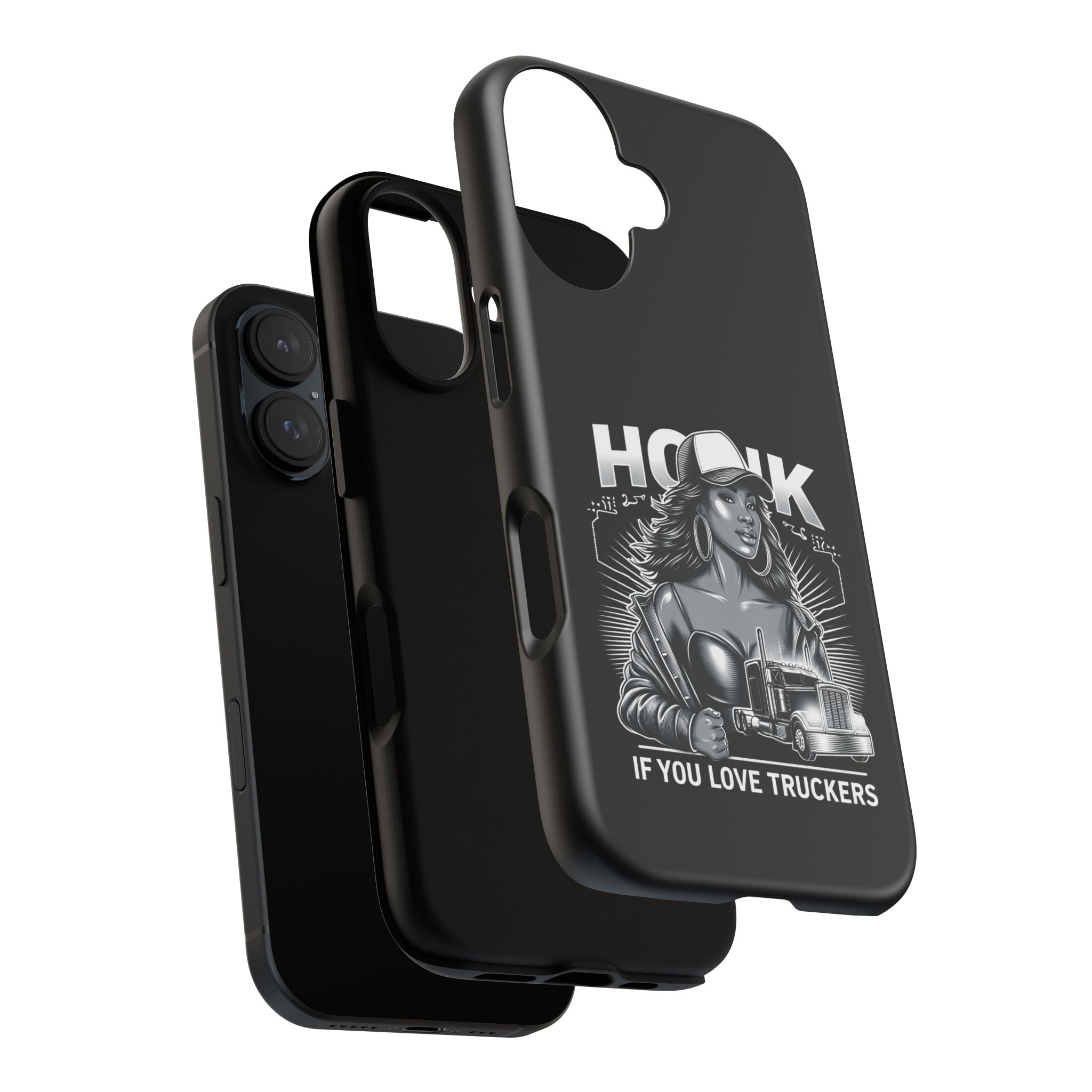 Phone Case — 'Honk' Trucker Girl Retro Semi Truck Protective Case