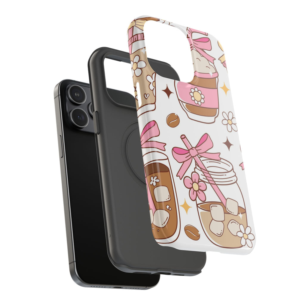 Cute Pink Coffee & Latte Pattern Impact Phone Case