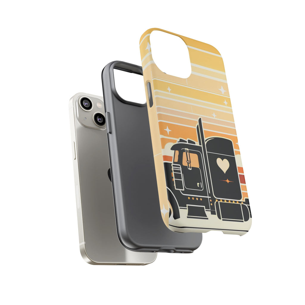 Trucker Heart Phone Case — Retro Semi Truck Protective Phone Cover