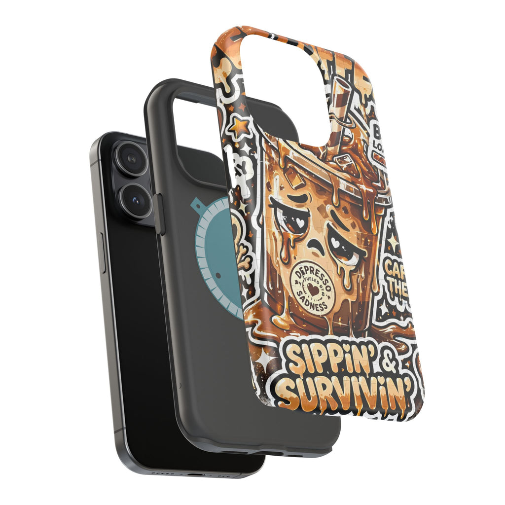 Iced Coffee Phone Case — “Sippin' & Survivin'” Magnetic Impact-Resistant Case
