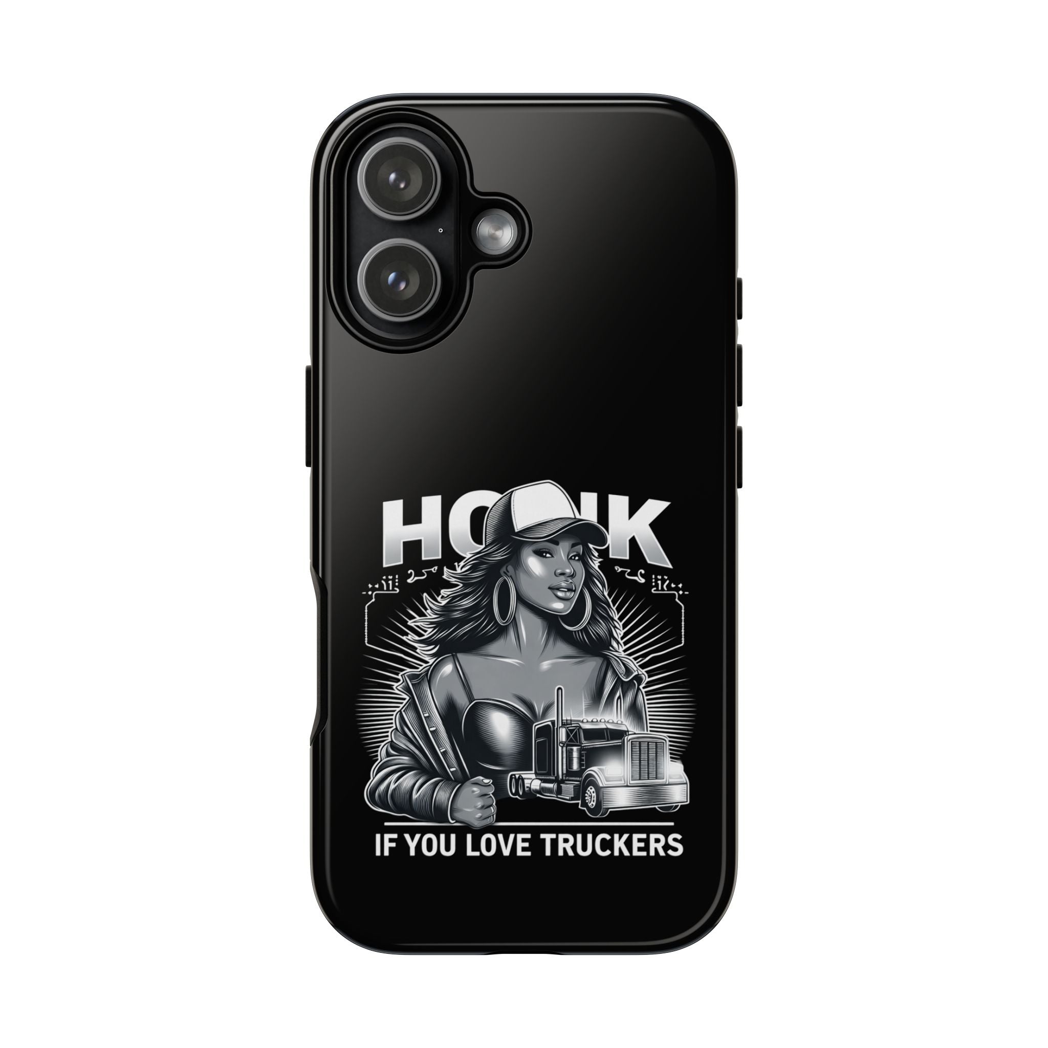Phone Case — 'Honk' Trucker Girl Retro Semi Truck Protective Case