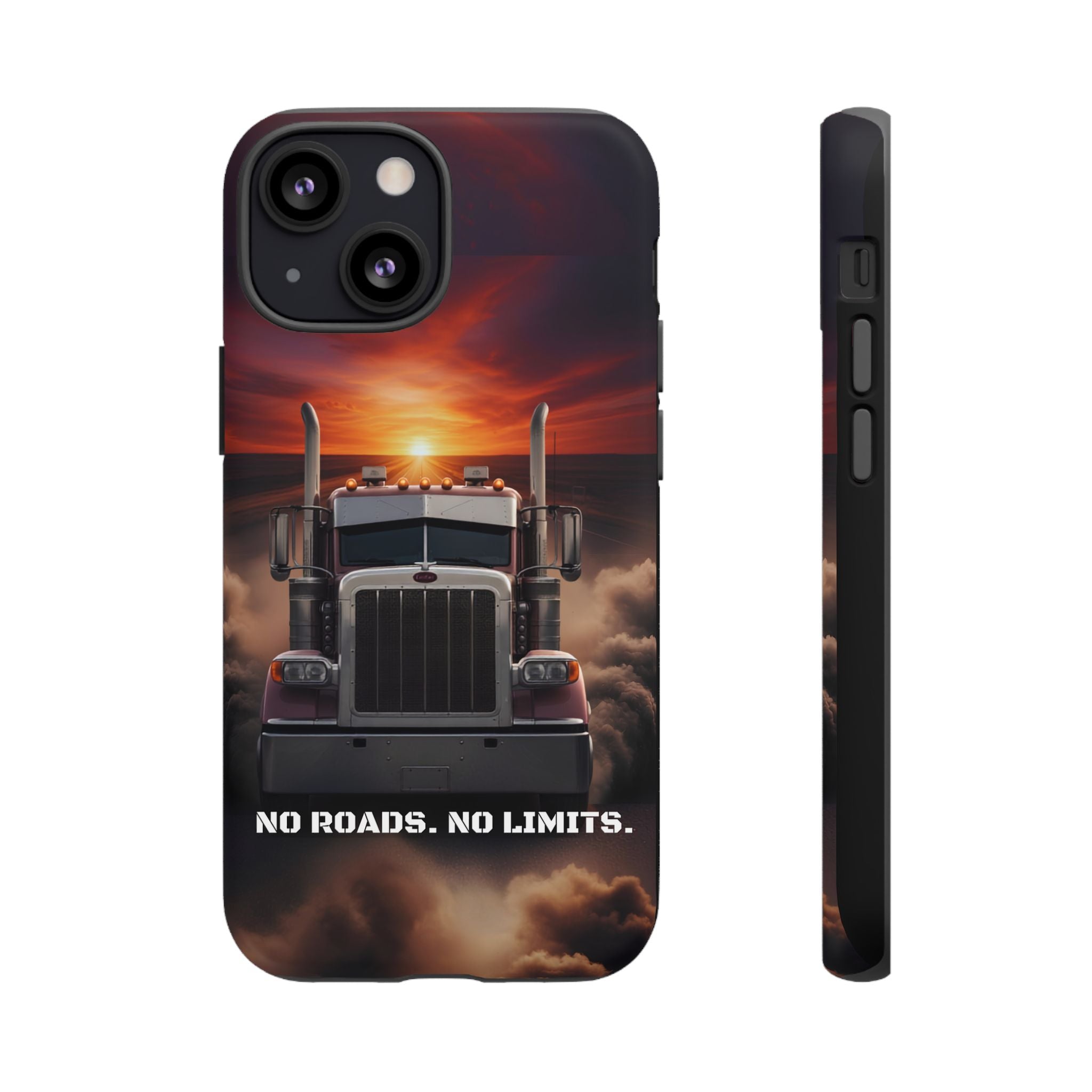 Truck Phone Case — "No Roads. No Limits." Sunset Semi Truck Protective Case