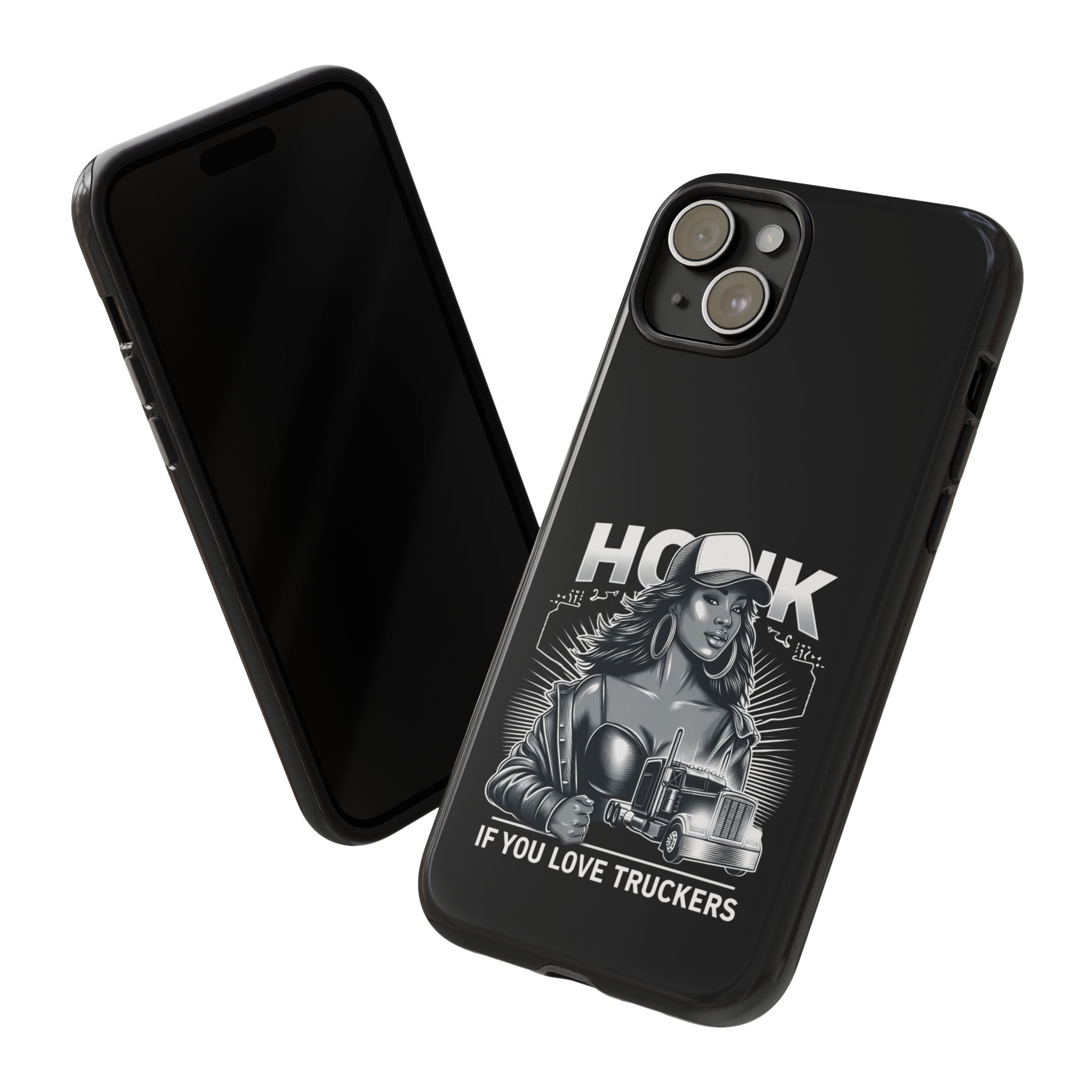 Phone Case — 'Honk' Trucker Girl Retro Semi Truck Protective Case