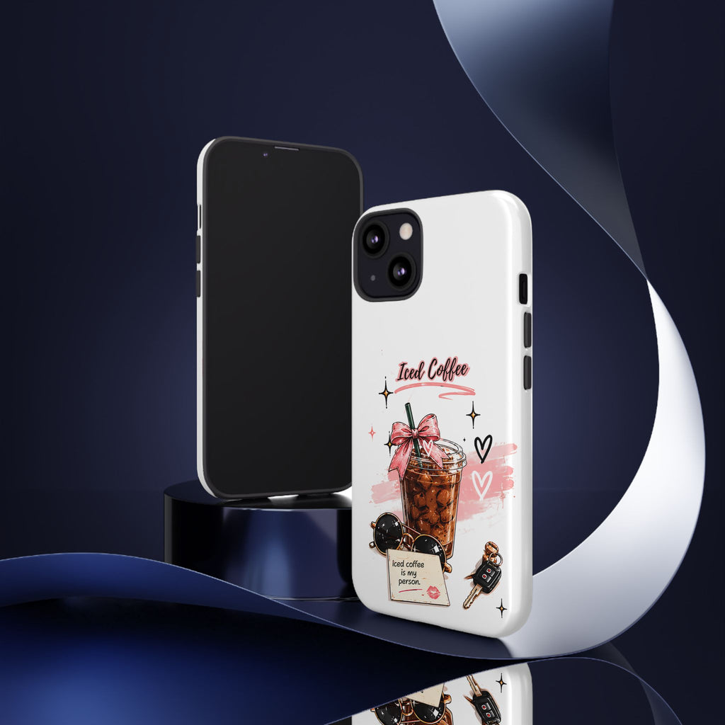 Iced Coffee Phone Case – Cute Pink Boba Design ("Iced coffee is my person")