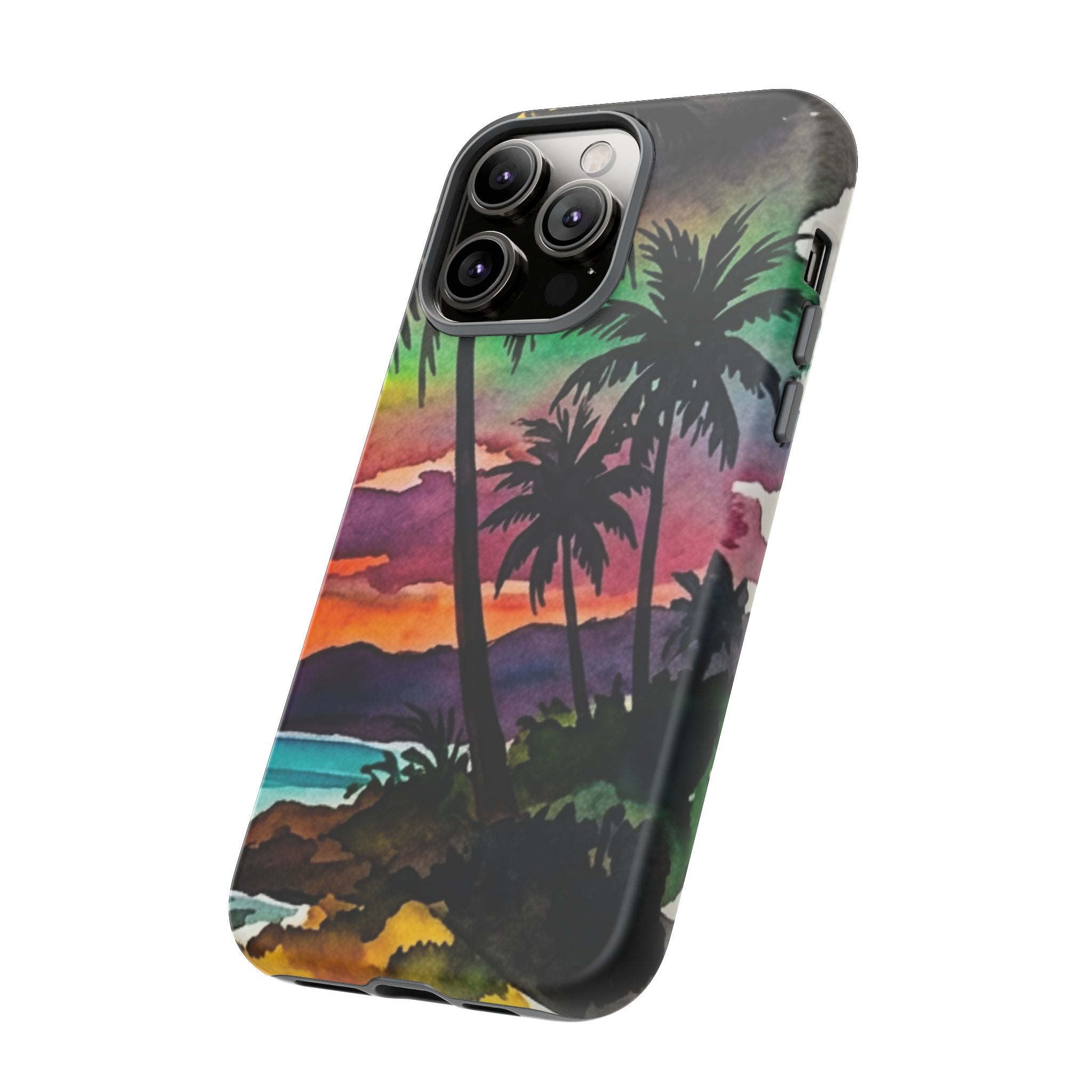 Tropical Sunset Phone Case – Palm Tree Beach Protective Cover