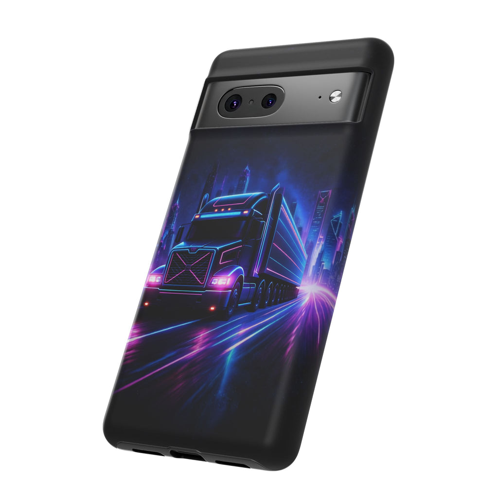 Neon Retro Rig Phone Case — Trucker Semi Truck Nightscape Protective Case