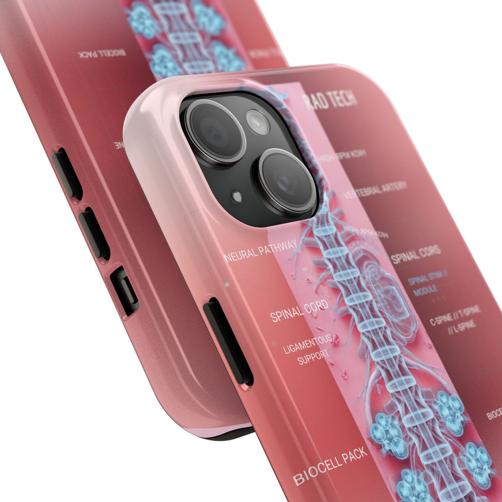 Anatomical Spine Tough Phone Case — Medical X-Ray Design, ‘Spinal Cord’ Labelled