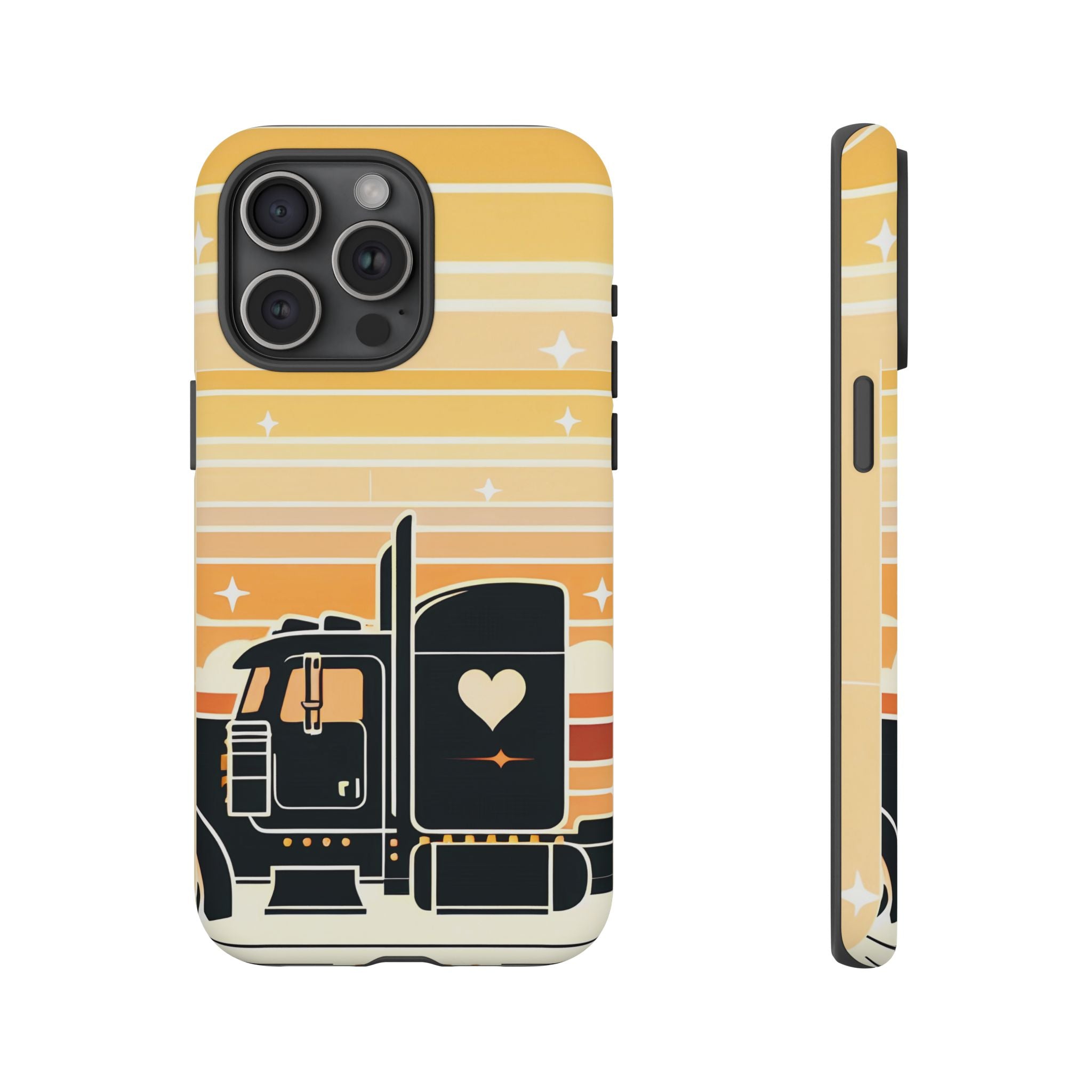 Trucker Heart Phone Case — Retro Semi Truck Protective Phone Cover