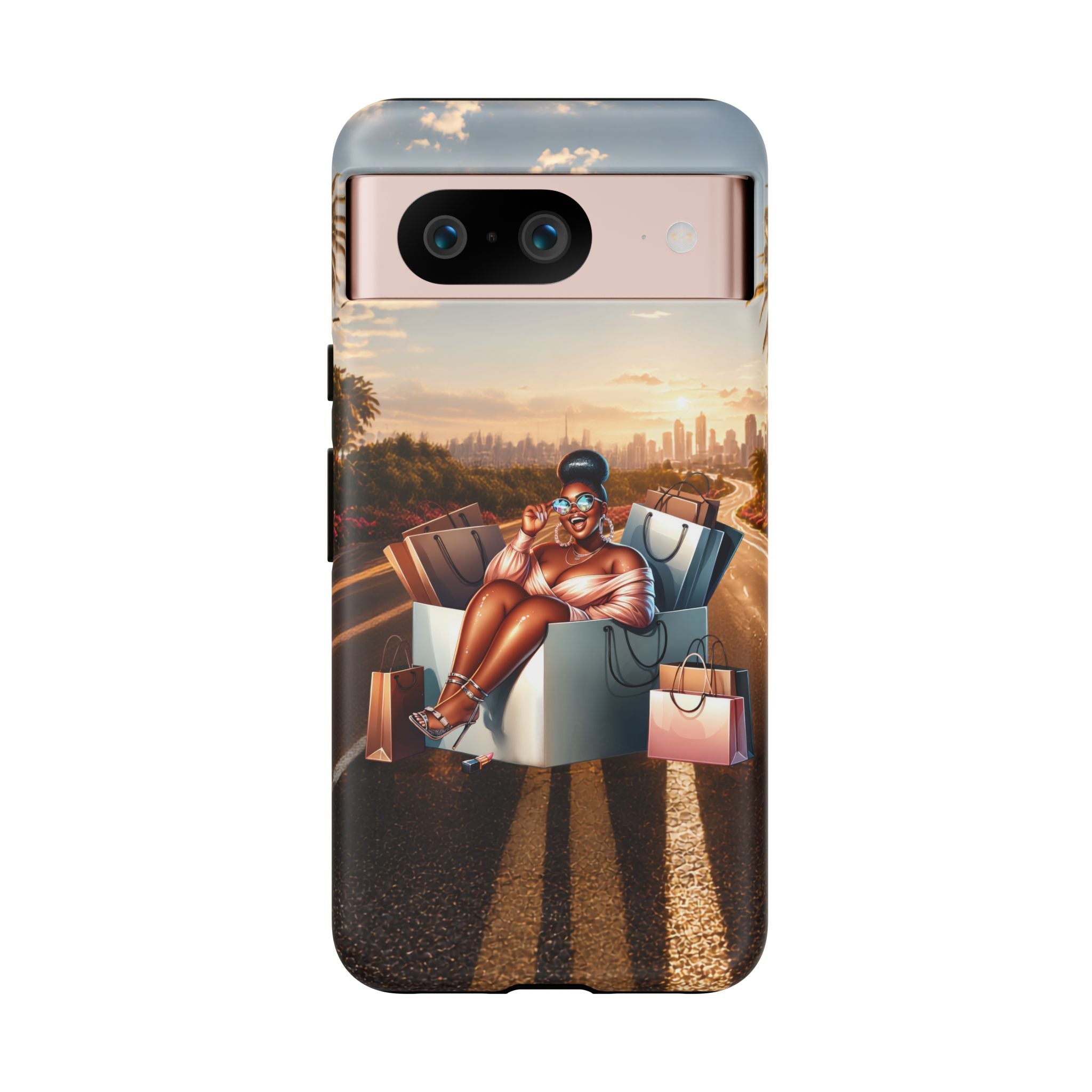 Phone Case — Chic Shopper Illustration on Cloud Background
