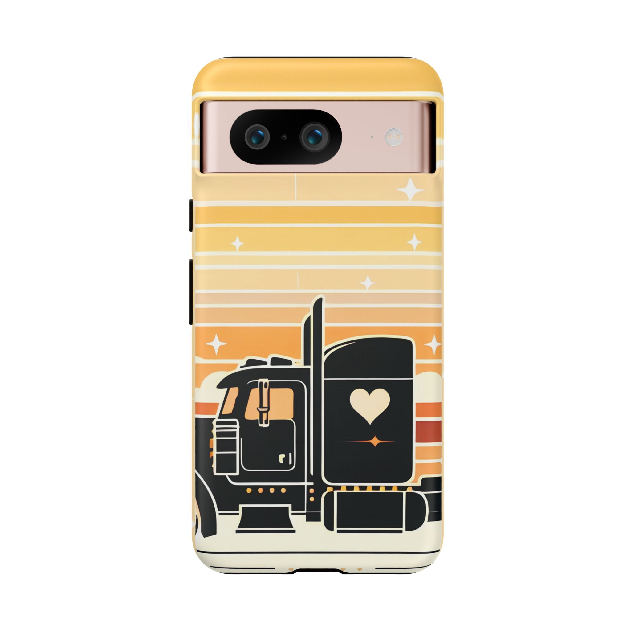 Trucker Heart Phone Case — Retro Semi Truck Protective Phone Cover