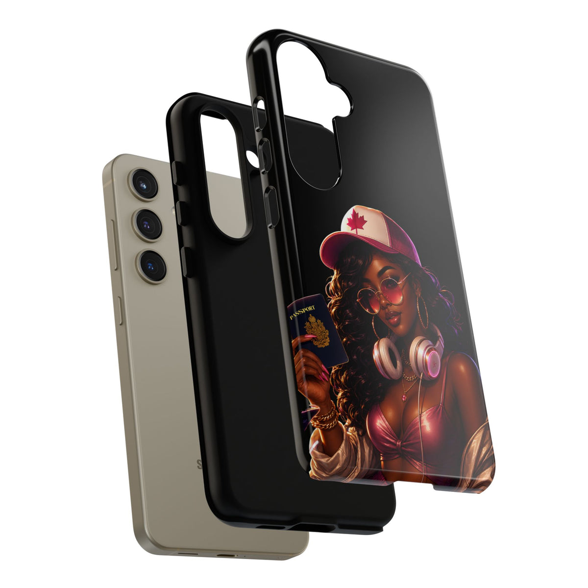 Phone Case - Cool Urban Woman with Headphones & Maple Hat