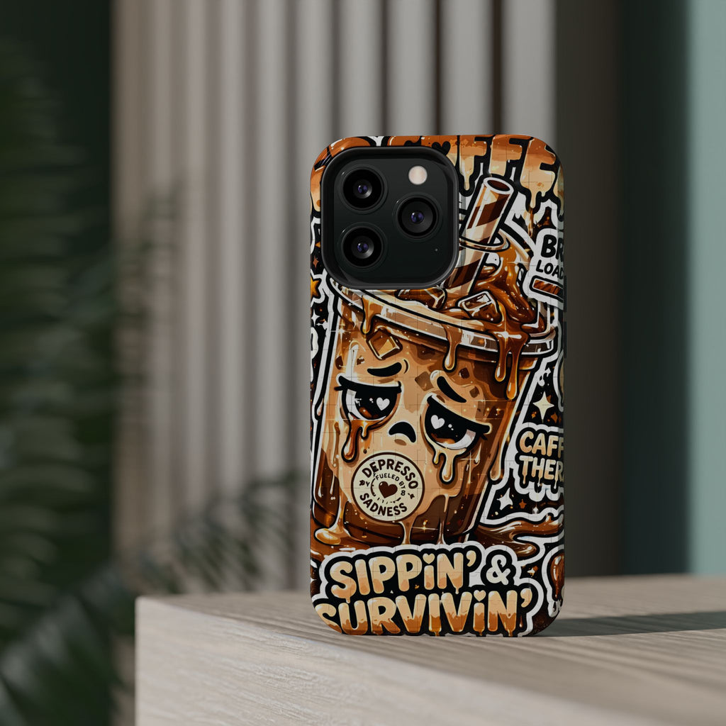 Iced Coffee Phone Case — “Sippin' & Survivin'” Magnetic Impact-Resistant Case