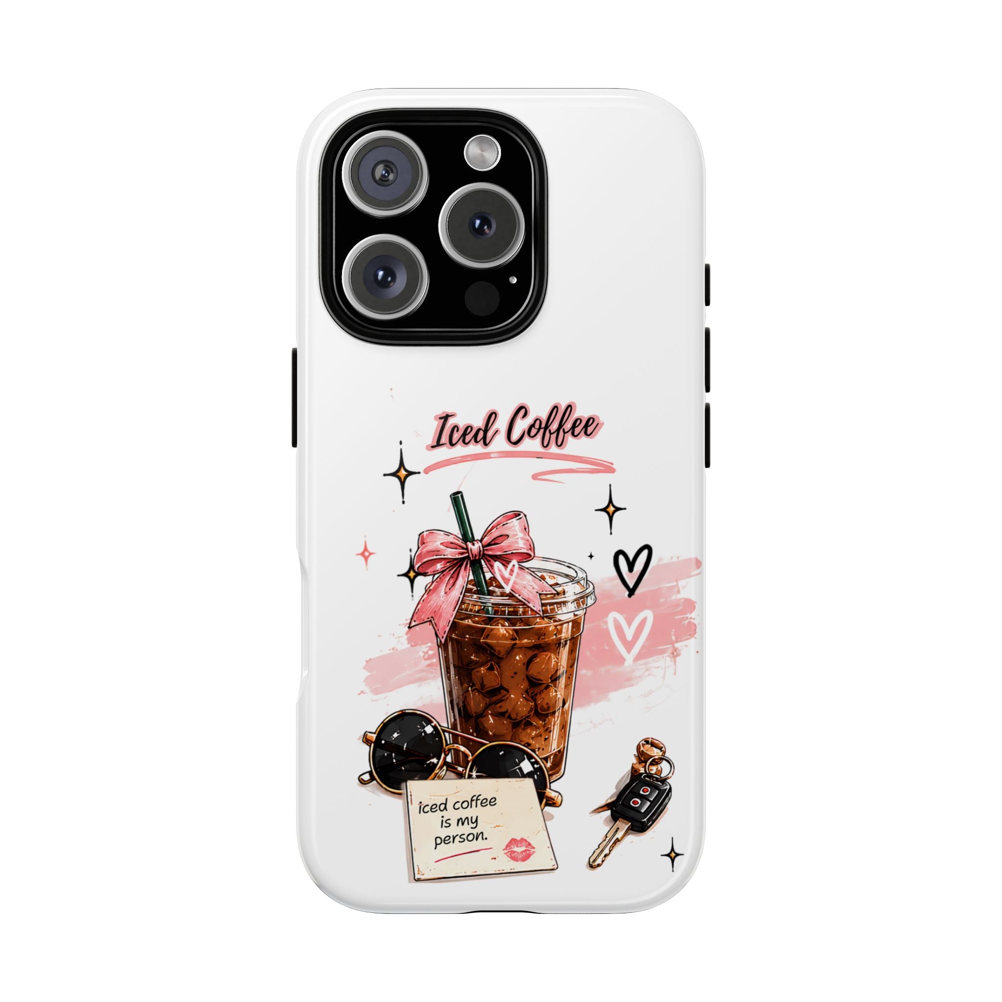 Iced Coffee Phone Case – Cute Pink Boba Design ("Iced coffee is my person")