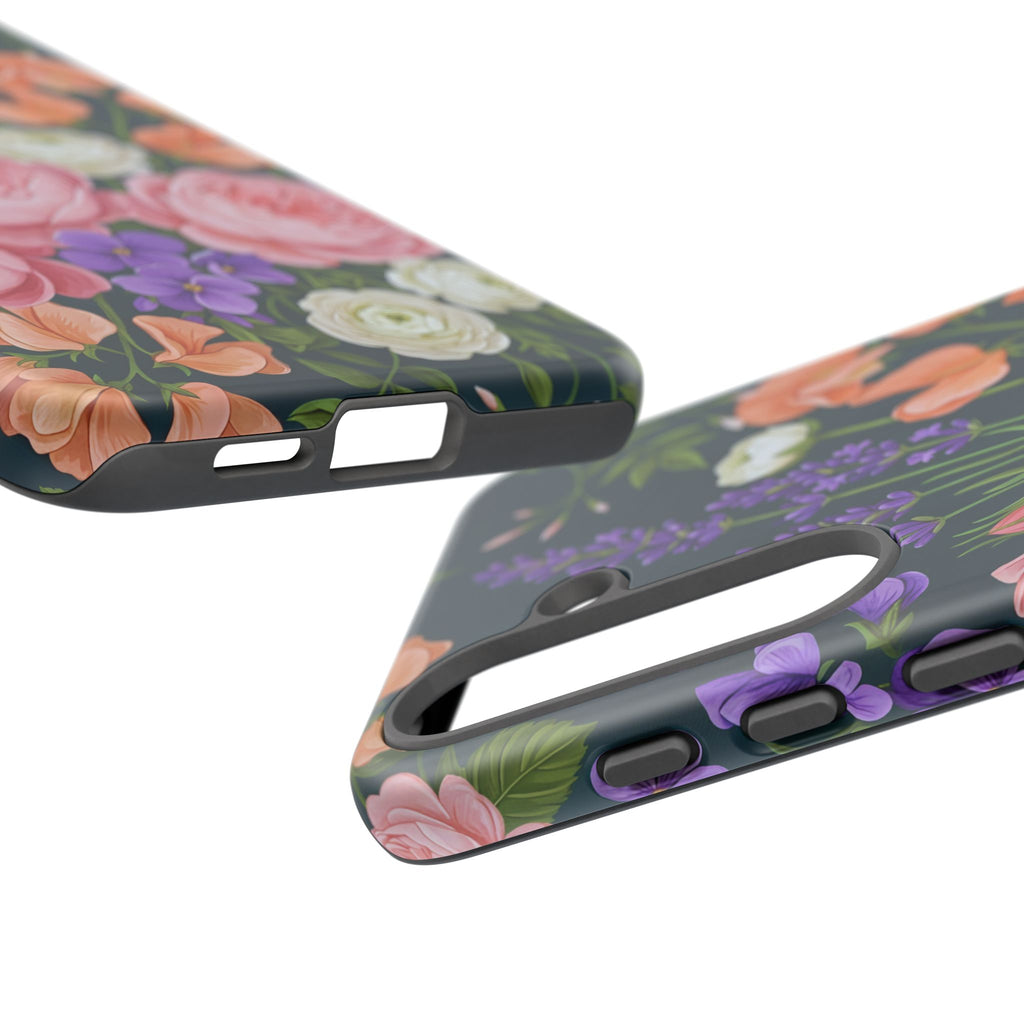 Floral Bouquet Phone Case — Vintage Roses & Lavender Protective Cover