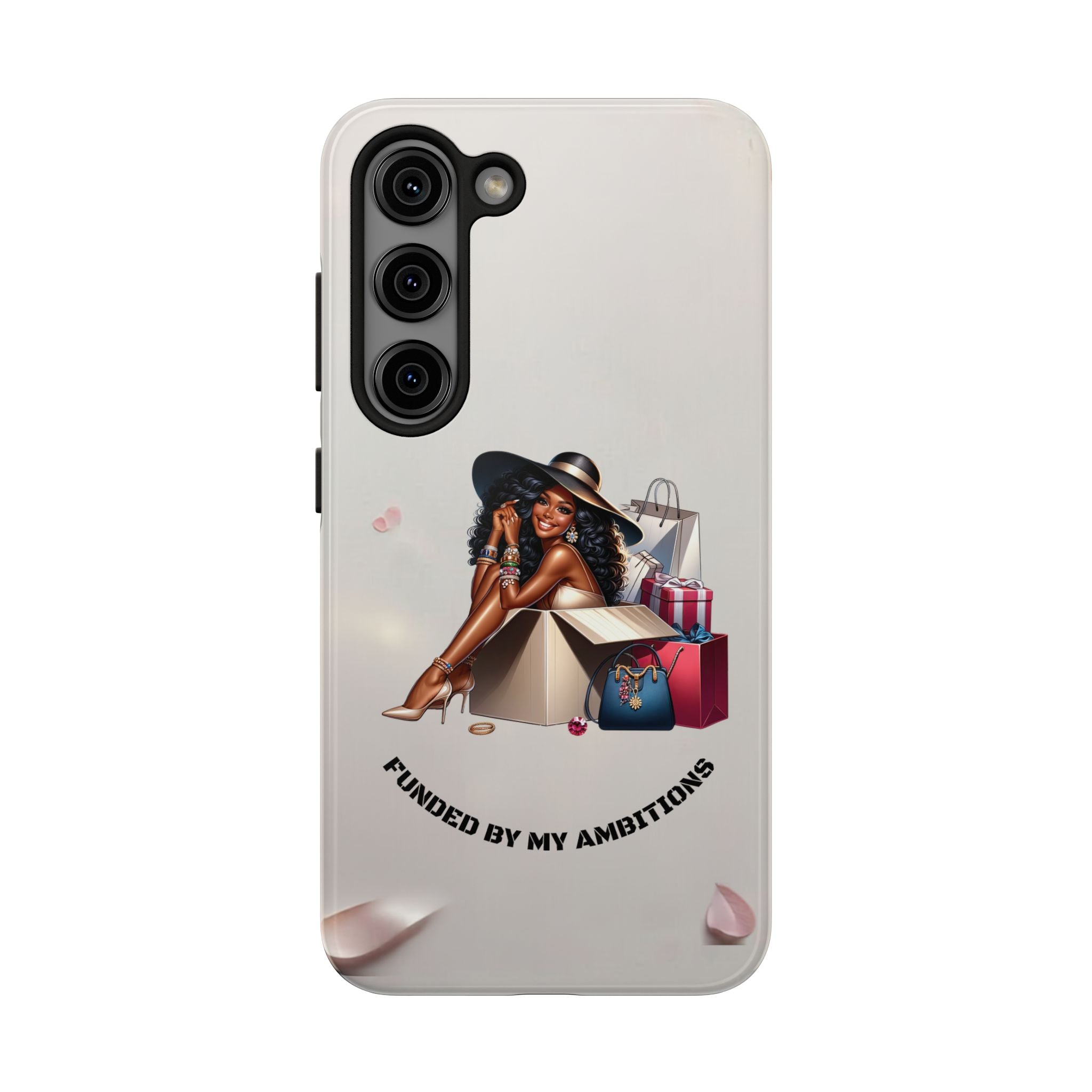 Chic Shopper Tough Phone Case — Stylish Black Woman with Shopping Bags