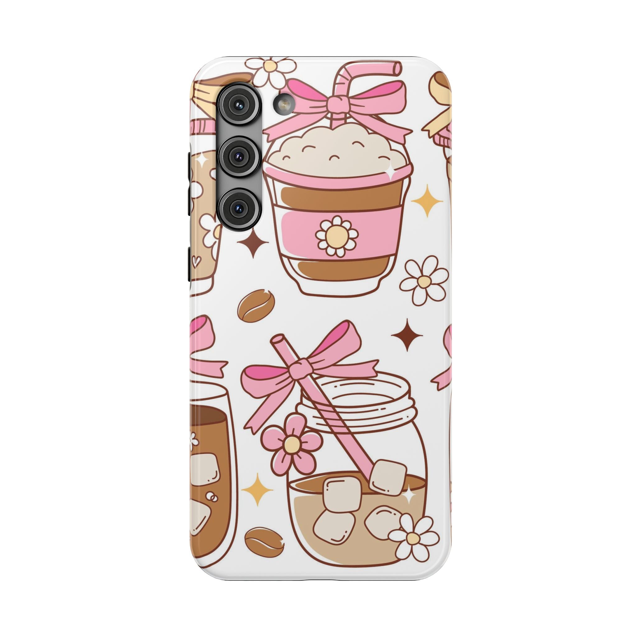 Cute Pink Coffee & Latte Pattern Impact Phone Case