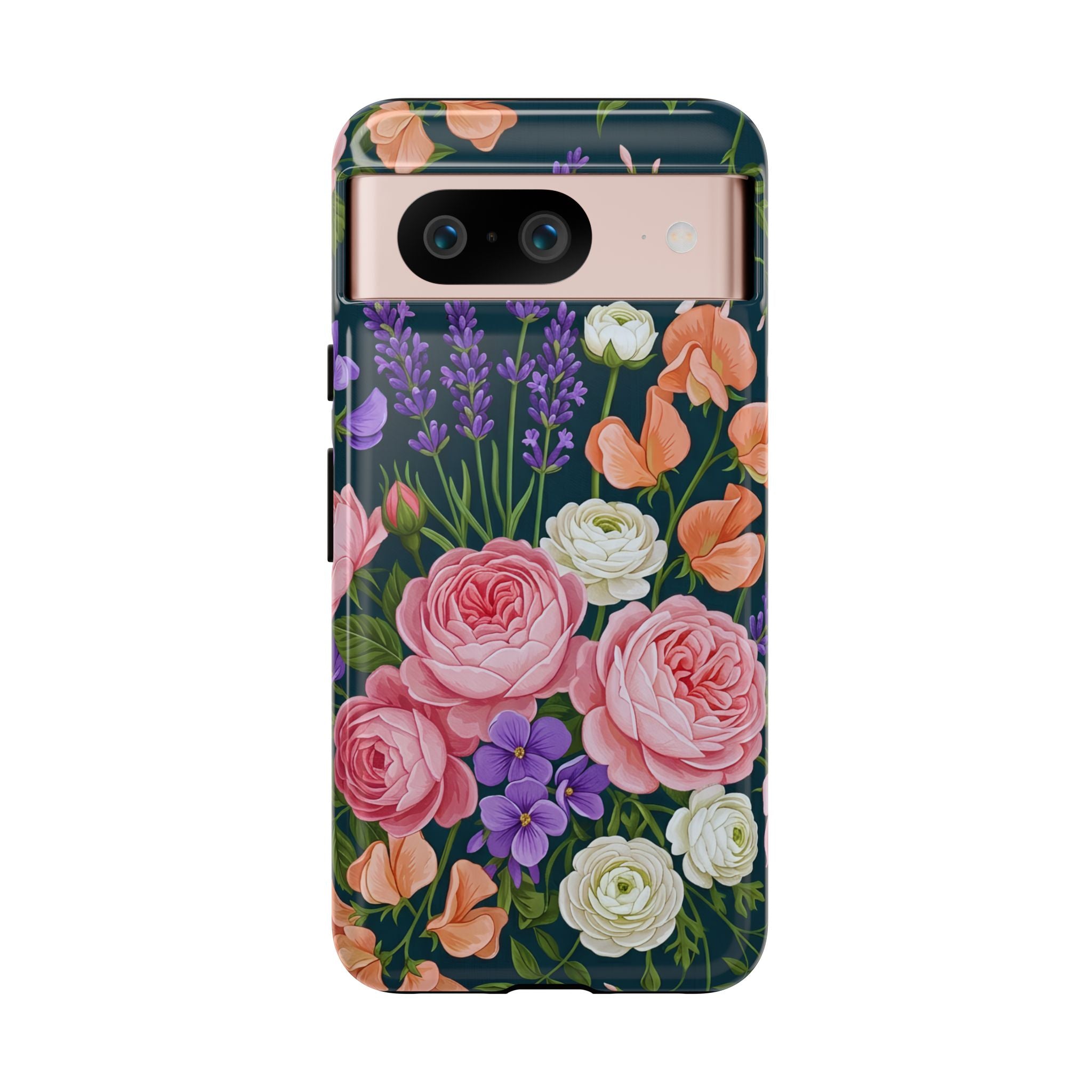 Floral Bouquet Phone Case — Vintage Roses & Lavender Protective Cover