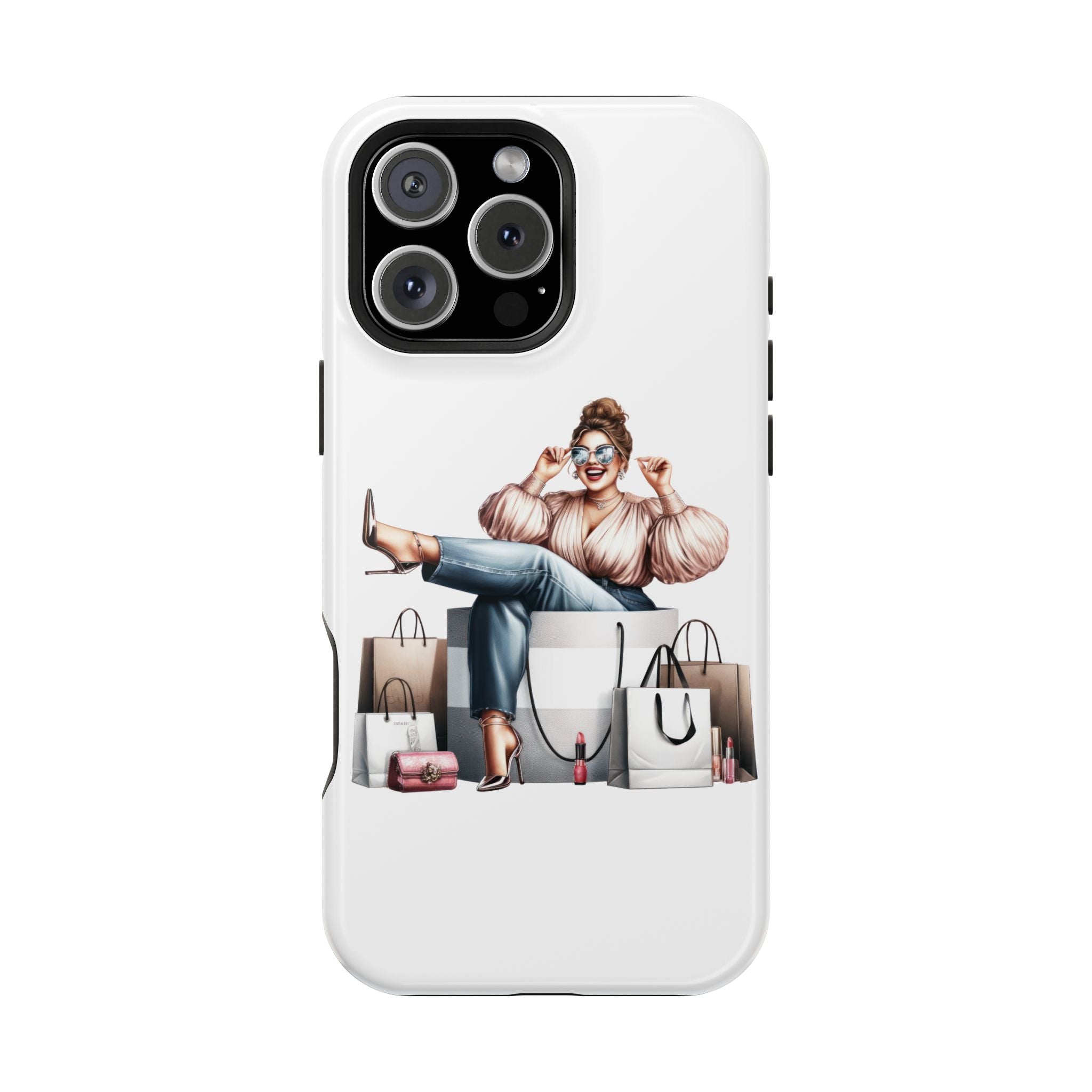 Magnetic Impact-Resistant Case — Luxury Shopper Goddess on Clouds Phone Cover