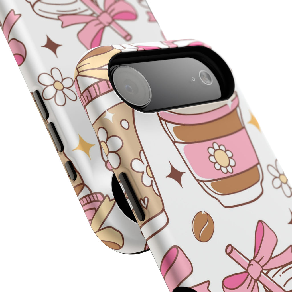 Cute Pink Coffee & Latte Pattern Impact Phone Case