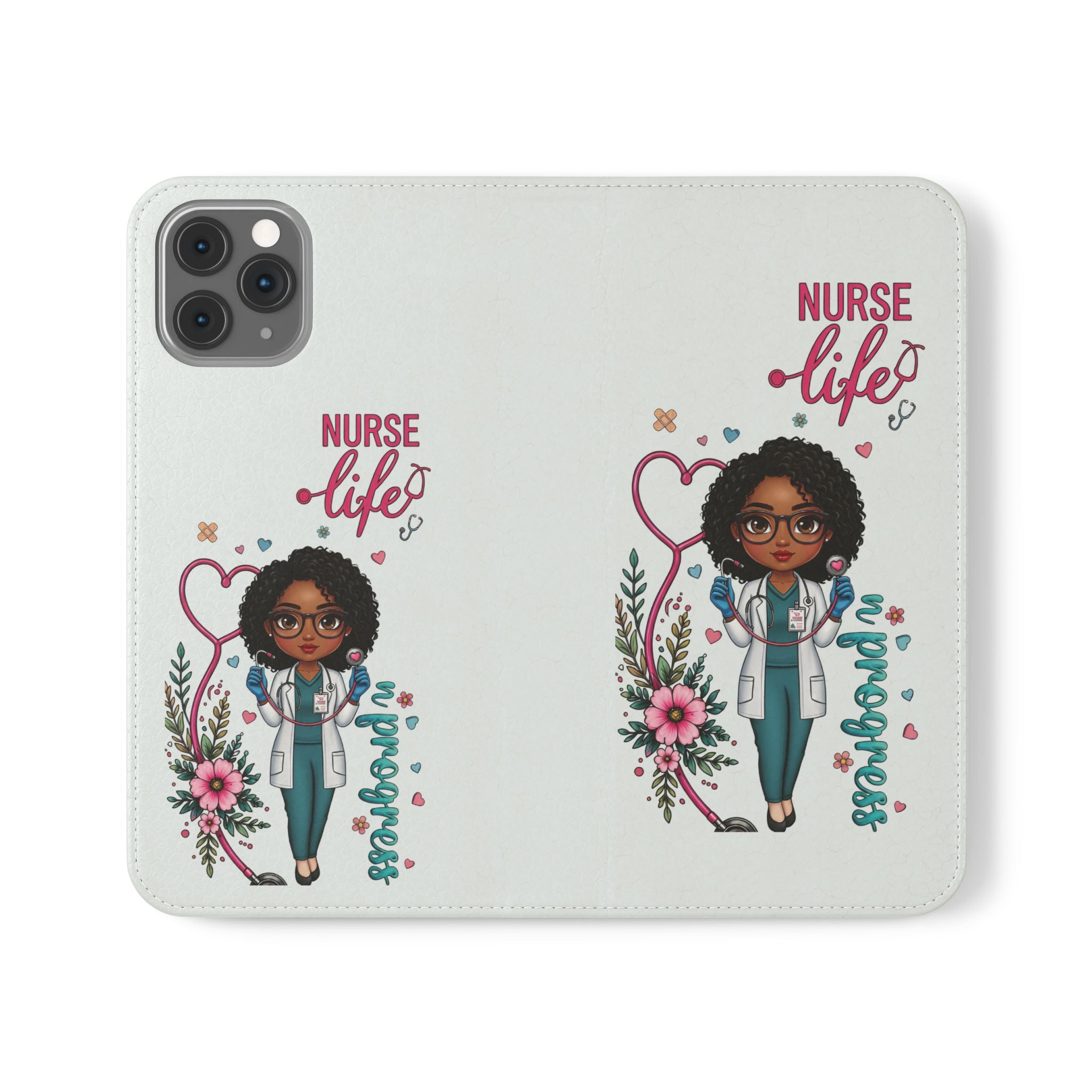 Nurse Life Floral Flip Phone Case - Medical RN Wallet Cover