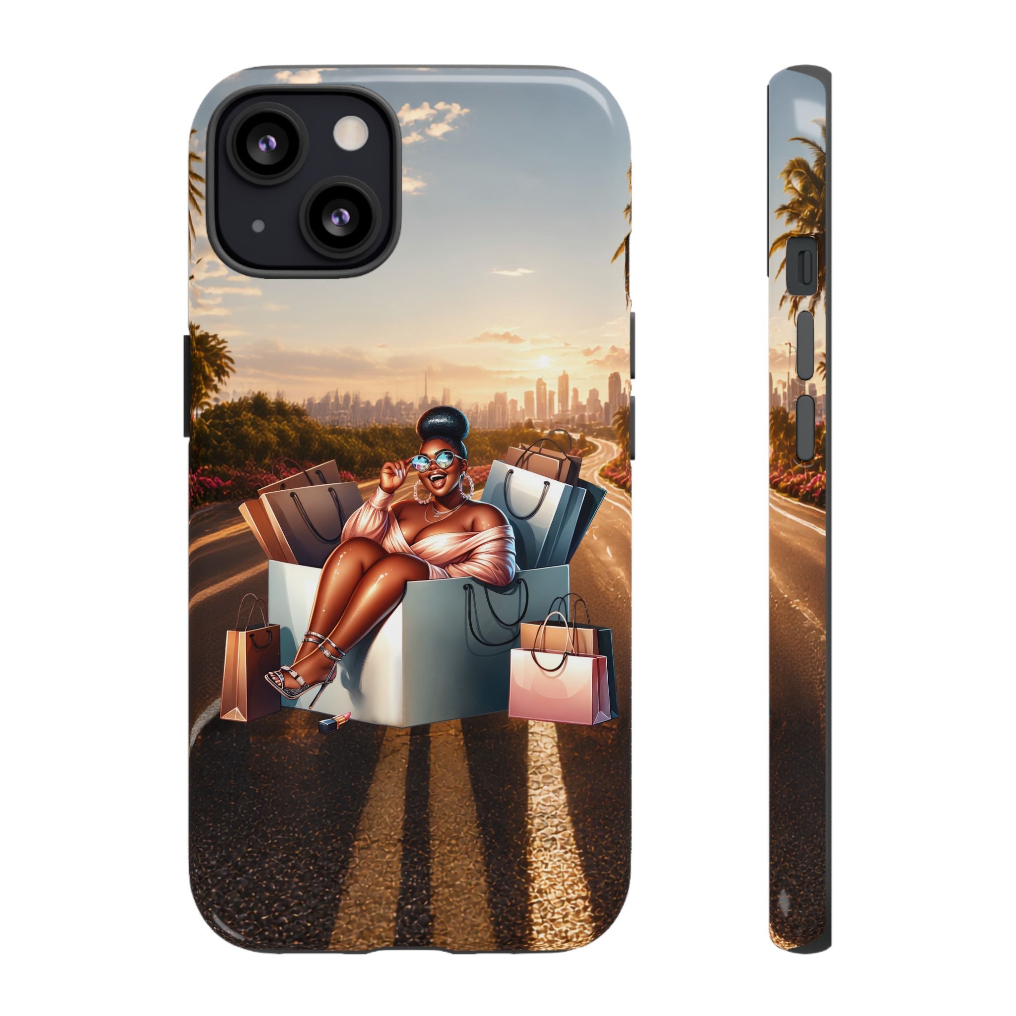Phone Case — Chic Shopper Illustration on Cloud Background