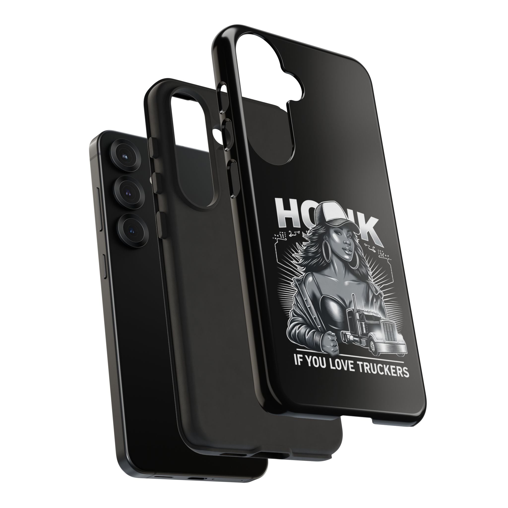 Phone Case — 'Honk' Trucker Girl Retro Semi Truck Protective Case