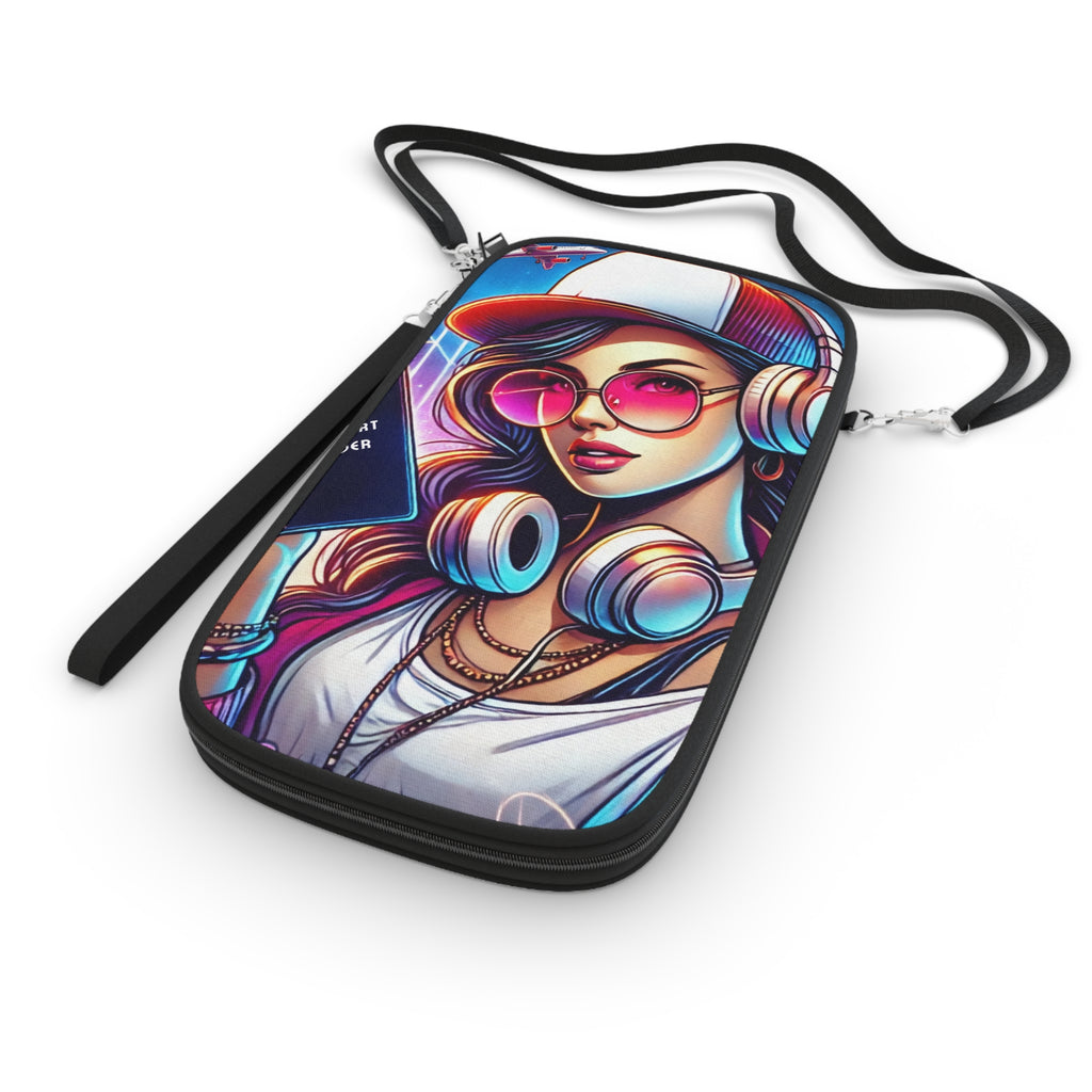 Retro Cool Travel Passport Wallet — Neon Headphones Girl Design