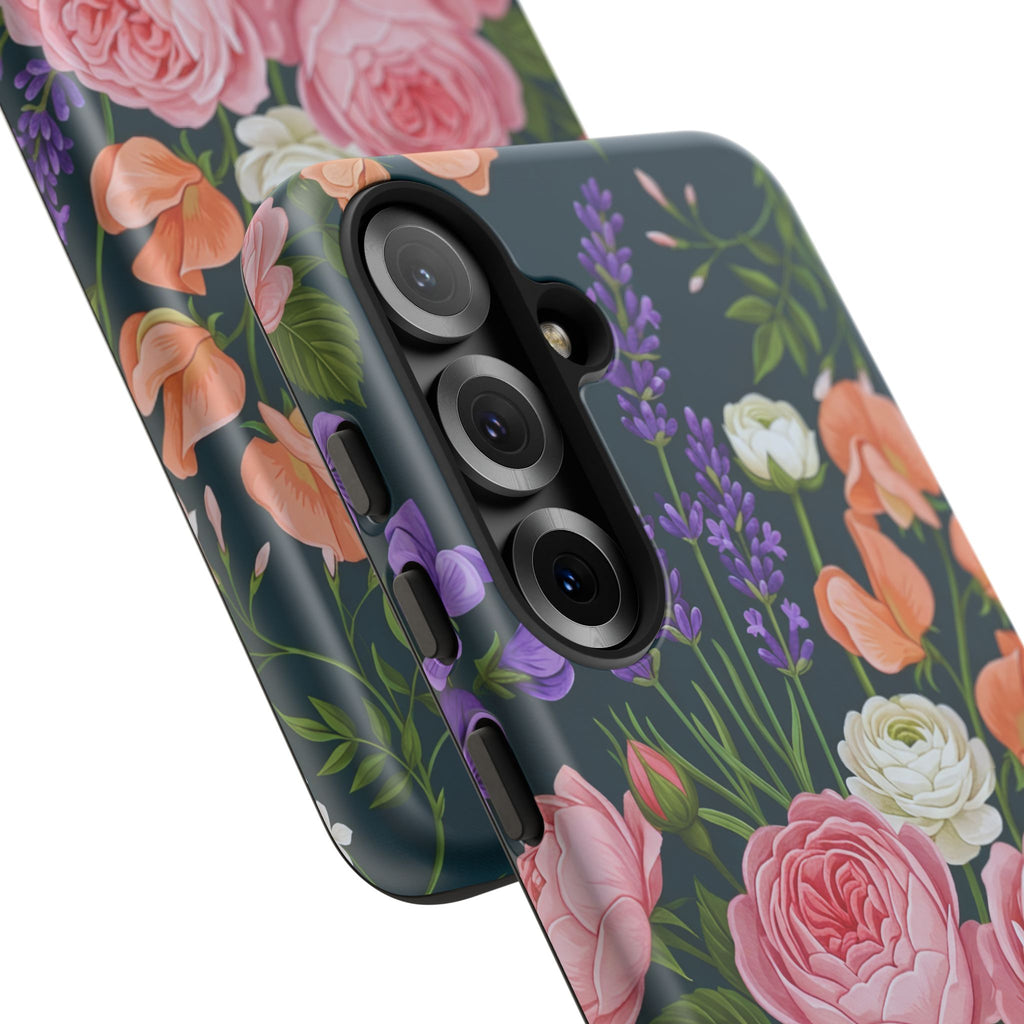 Floral Bouquet Phone Case — Vintage Roses & Lavender Protective Cover
