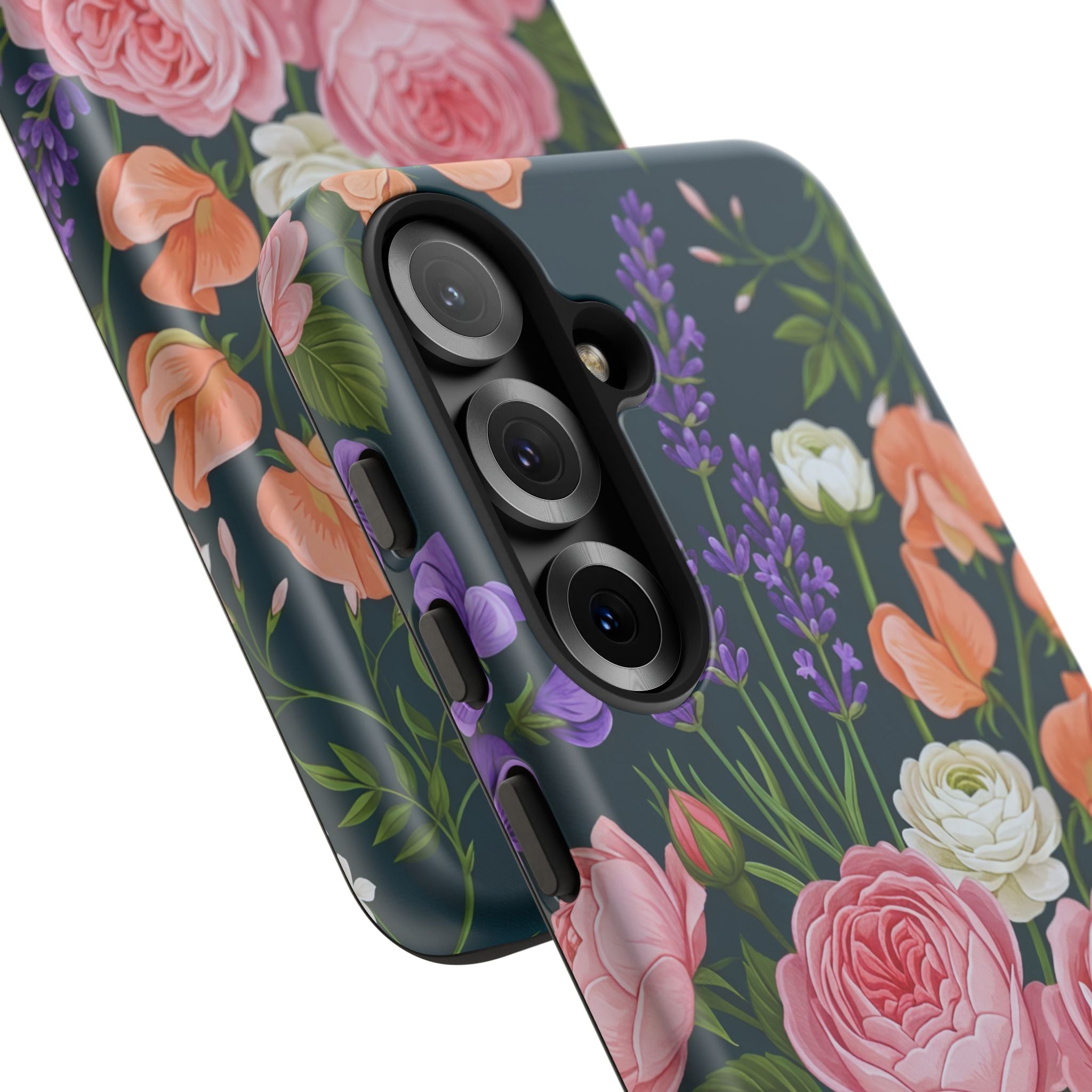 Floral Bouquet Phone Case — Vintage Roses & Lavender Protective Cover