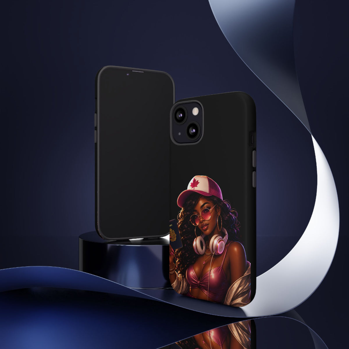 Phone Case - Cool Urban Woman with Headphones & Maple Hat