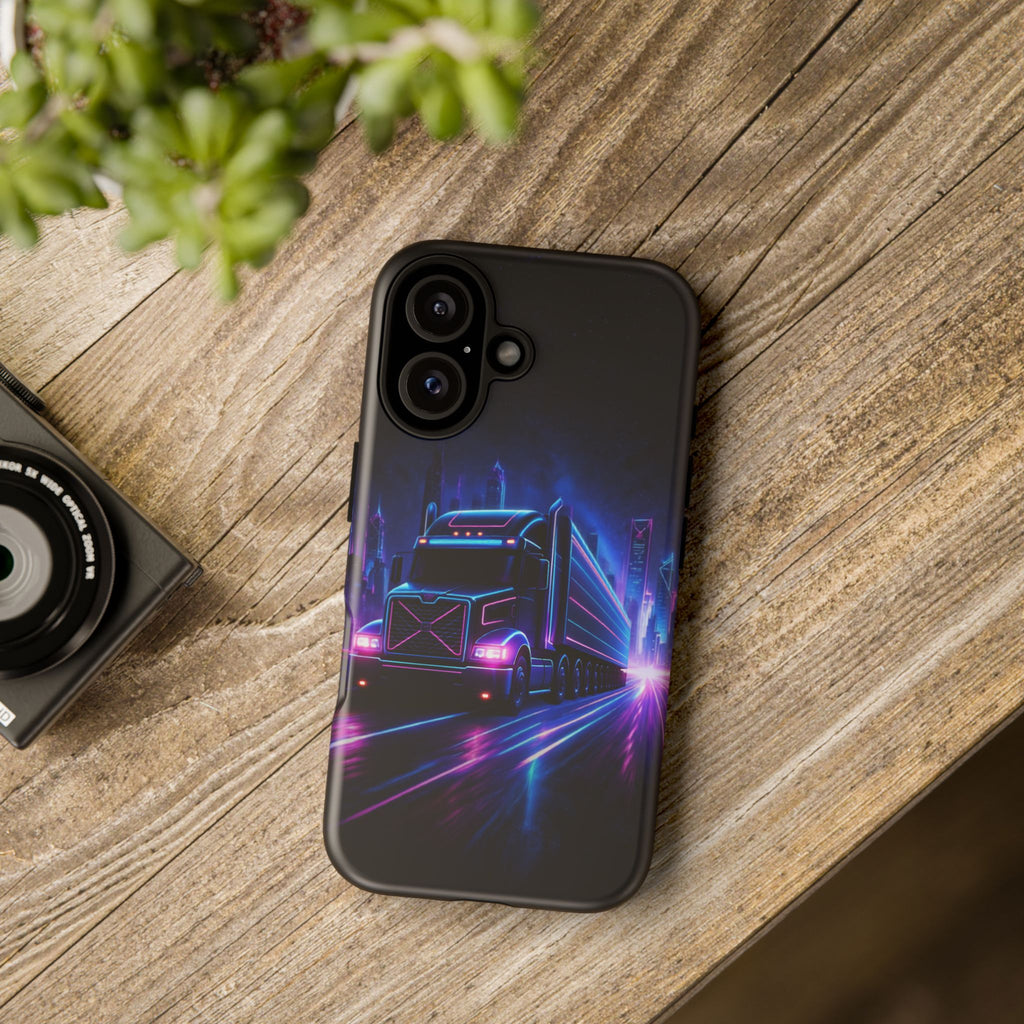 Neon Retro Rig Phone Case — Trucker Semi Truck Nightscape Protective Case