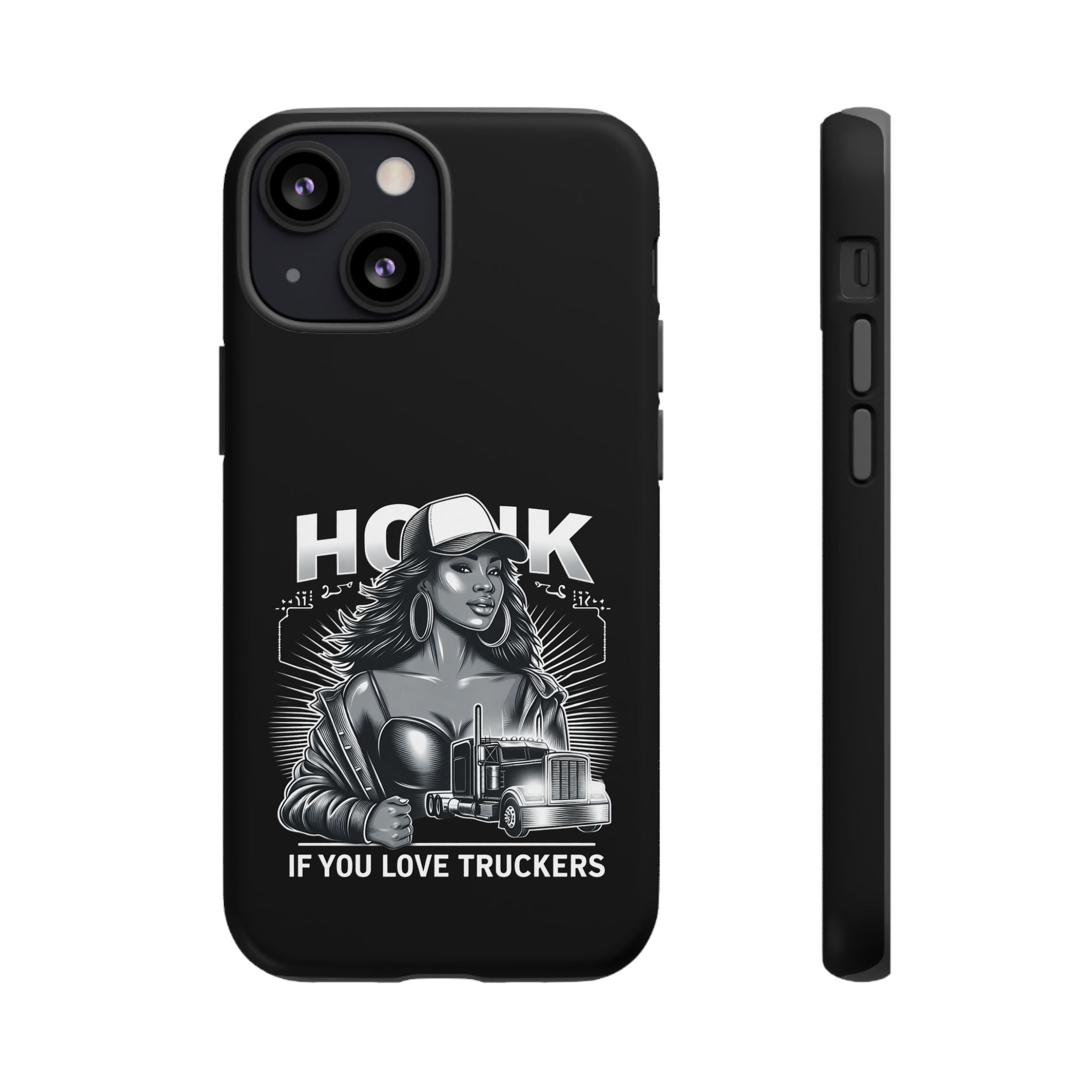 Phone Case — 'Honk' Trucker Girl Retro Semi Truck Protective Case