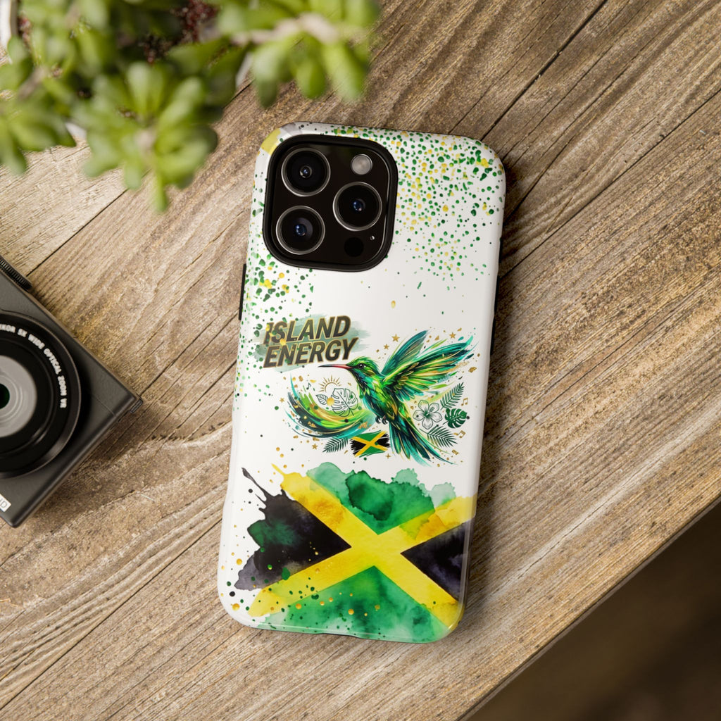 Island Energy Tough Phone Case — Colorful Hummingbird & Tropical Sunset Protective Cover