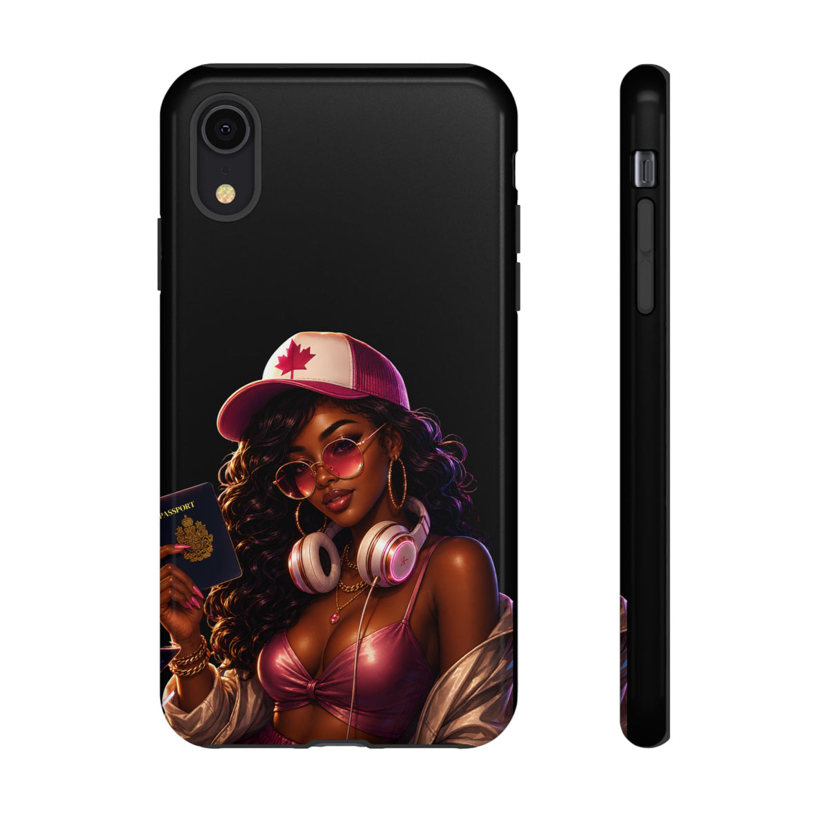 Phone Case - Cool Urban Woman with Headphones & Maple Hat