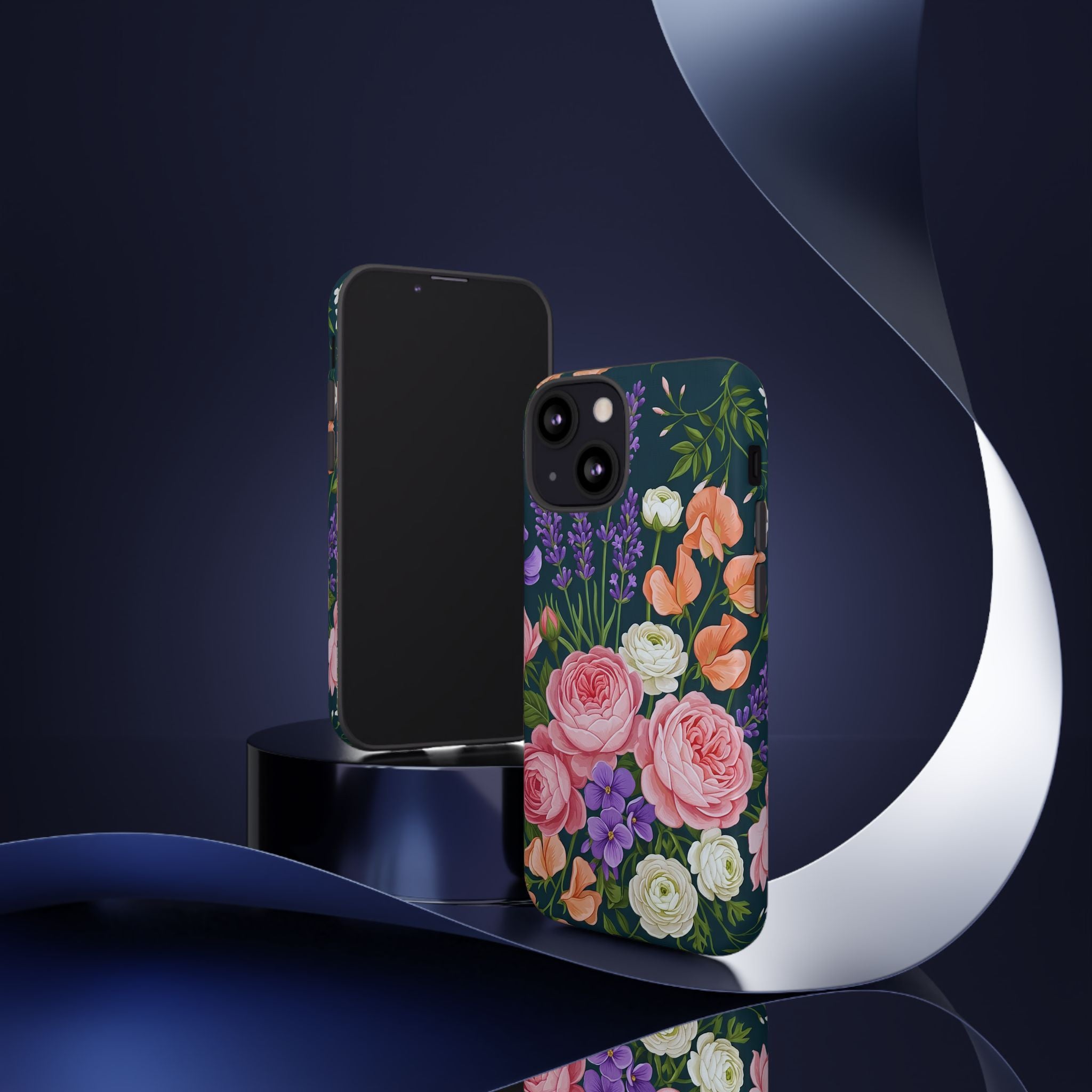 Floral Bouquet Phone Case — Vintage Roses & Lavender Protective Cover