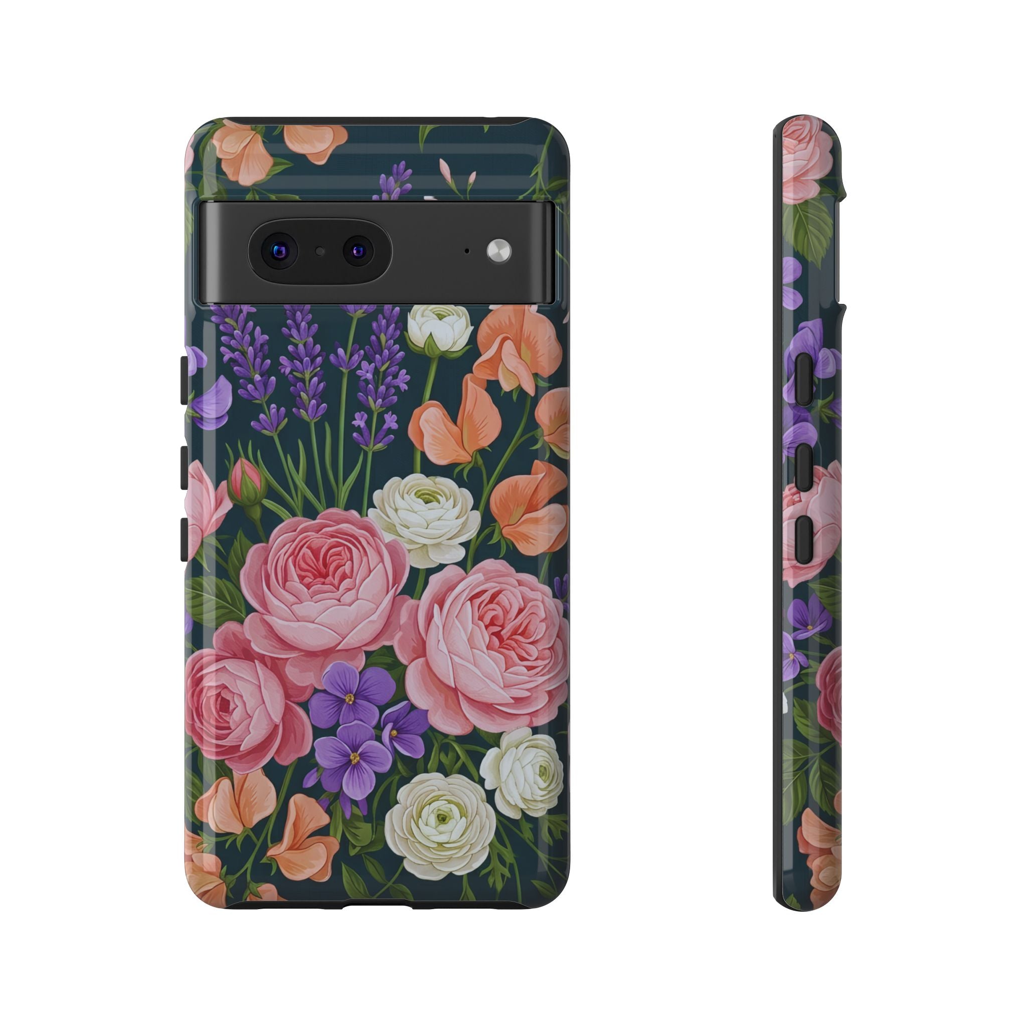 Floral Bouquet Phone Case — Vintage Roses & Lavender Protective Cover