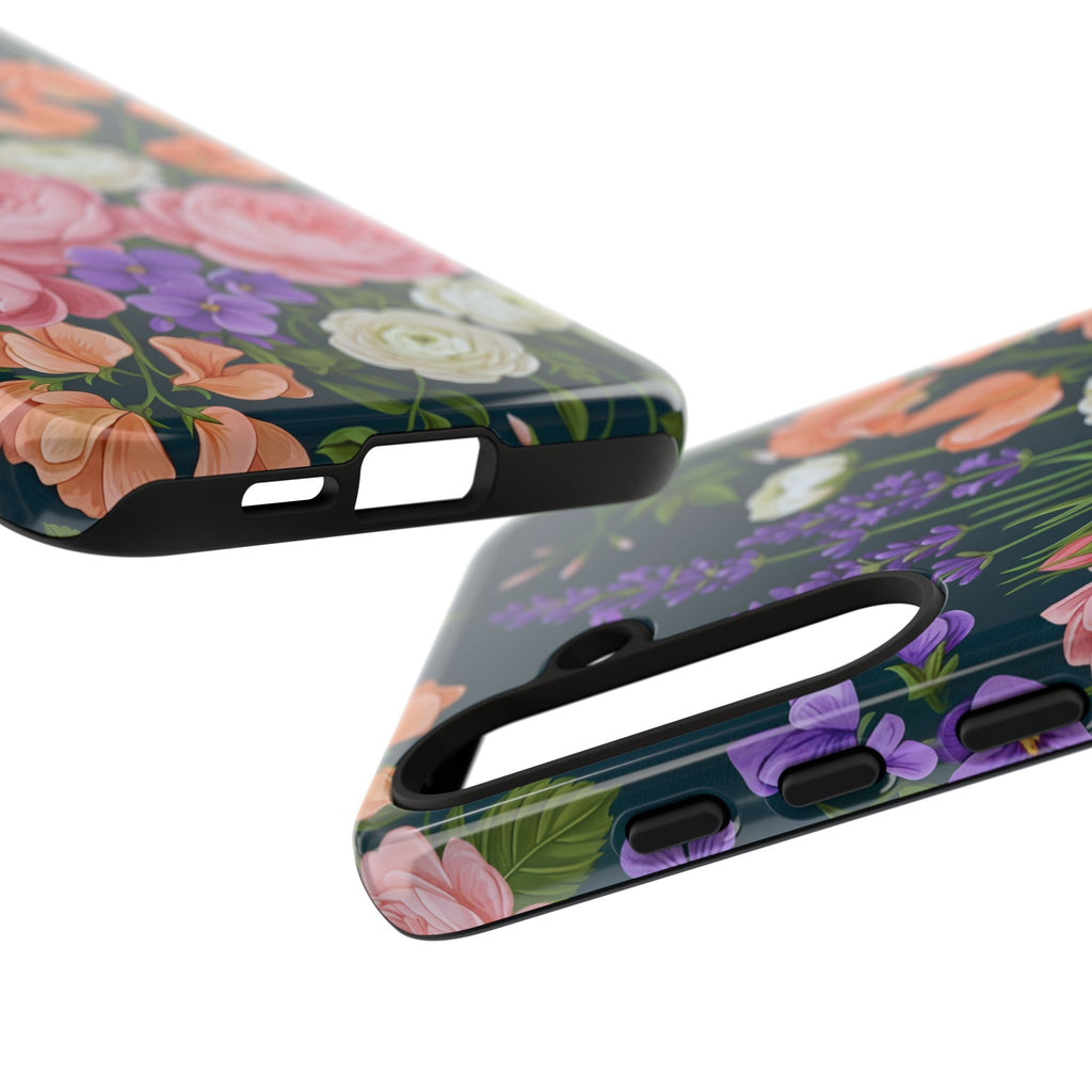 Floral Bouquet Phone Case — Vintage Roses & Lavender Protective Cover