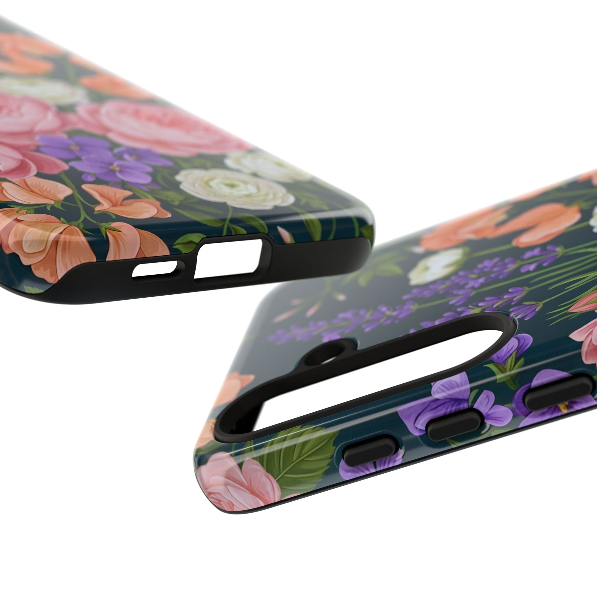 Floral Bouquet Phone Case — Vintage Roses & Lavender Protective Cover