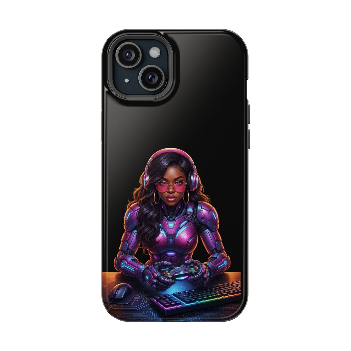 Gamer Girl Cyber Armor Phone Case — Impact‑Resistant Protective Cover